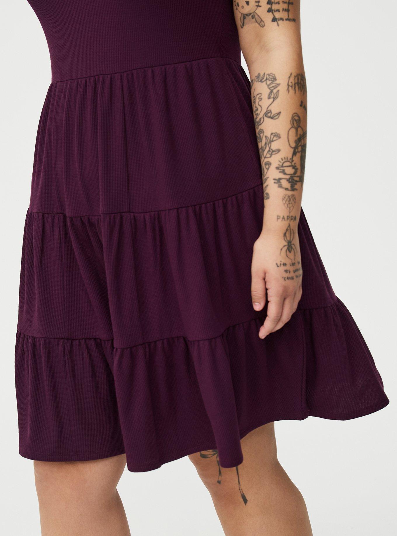 Tiered Waffle Knit Mini Dress, WINTER BLOOM, alternate