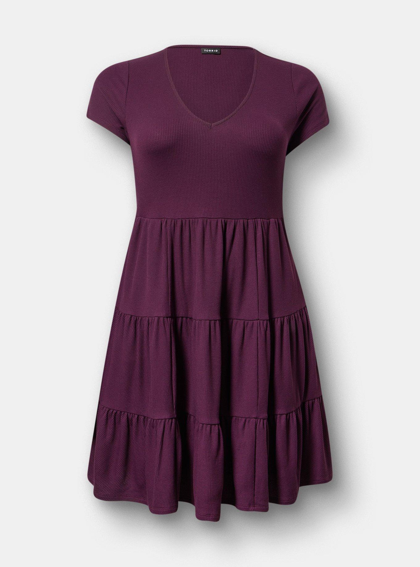 Tiered Waffle Knit Mini Dress, WINTER BLOOM, hi-res