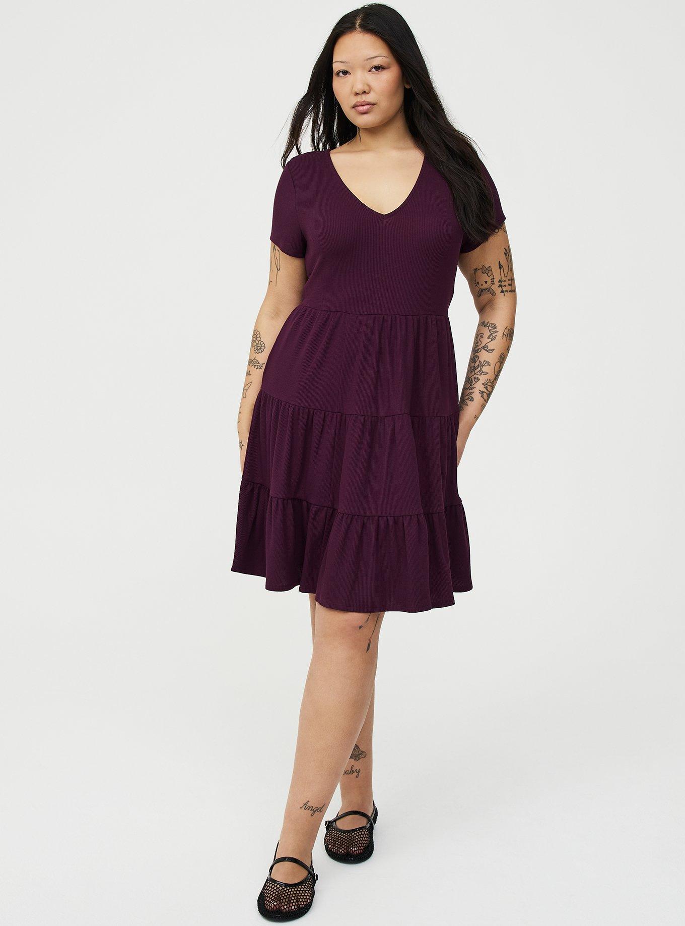 Tiered Waffle Knit Mini Dress, WINTER BLOOM, hi-res