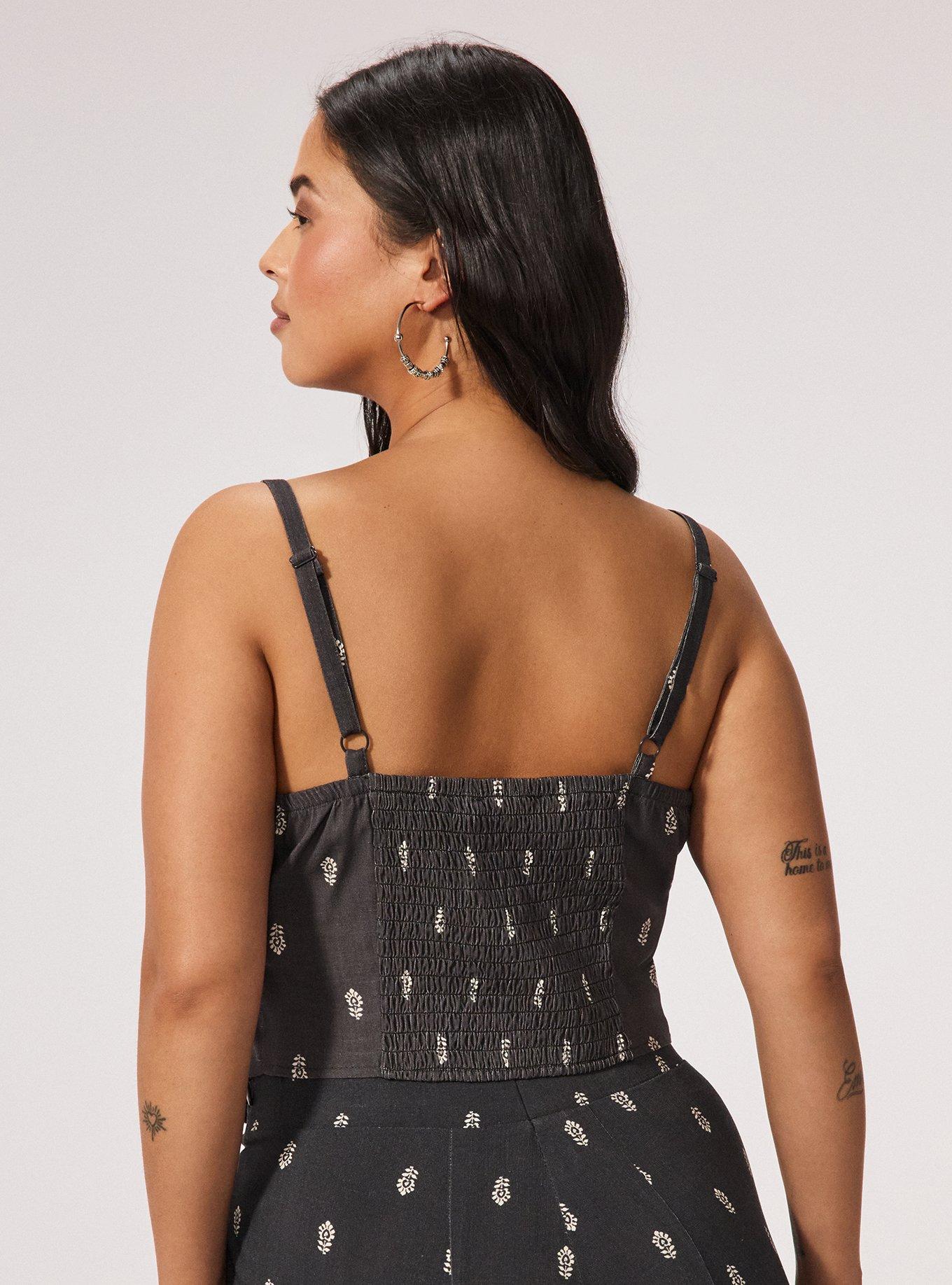 Festi Cropped Hanky Hem Cami, MIKKA MOTIFS  BLACK, alternate