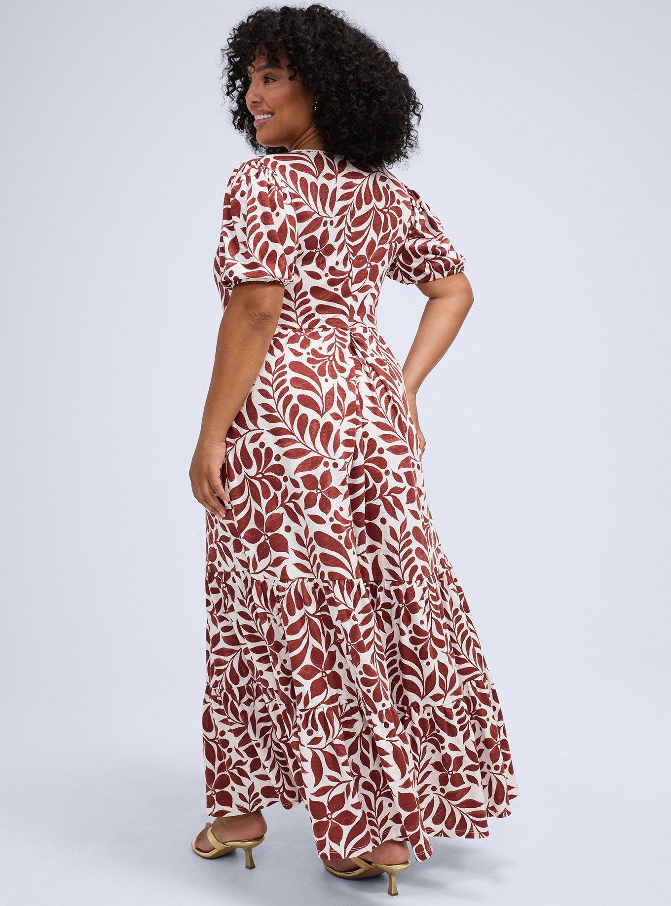 Belle Isle Puff Sleeve Tiered Maxi Dress, RAMA LEAVES RED, alternate