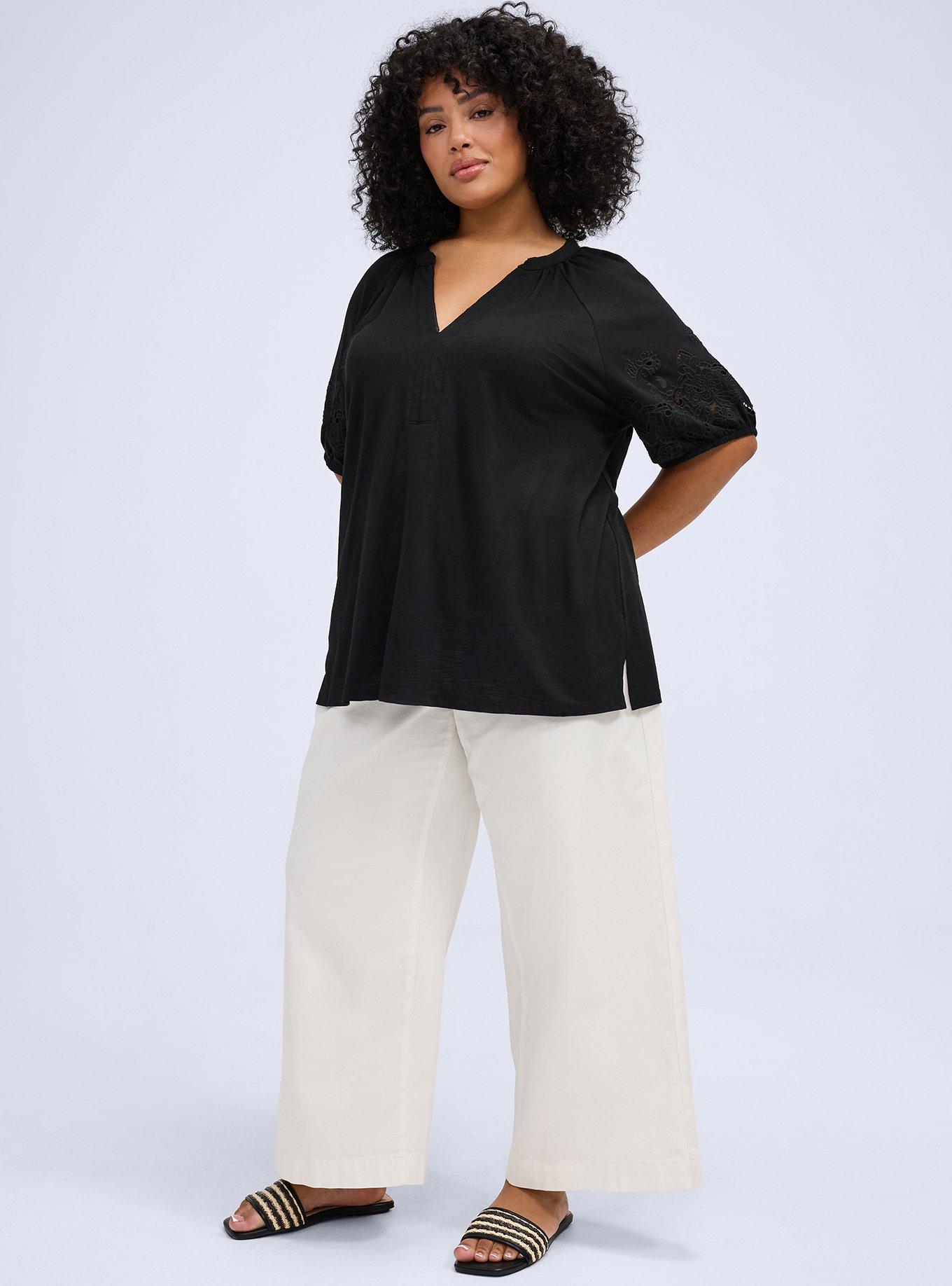 Belle Isle Embroidered Puff Sleeve Top, DEEP BLACK, alternate