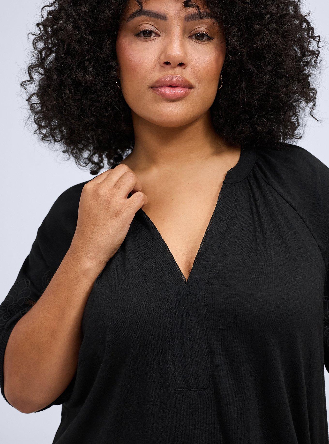 Belle Isle Embroidered Puff Sleeve Top, DEEP BLACK, alternate