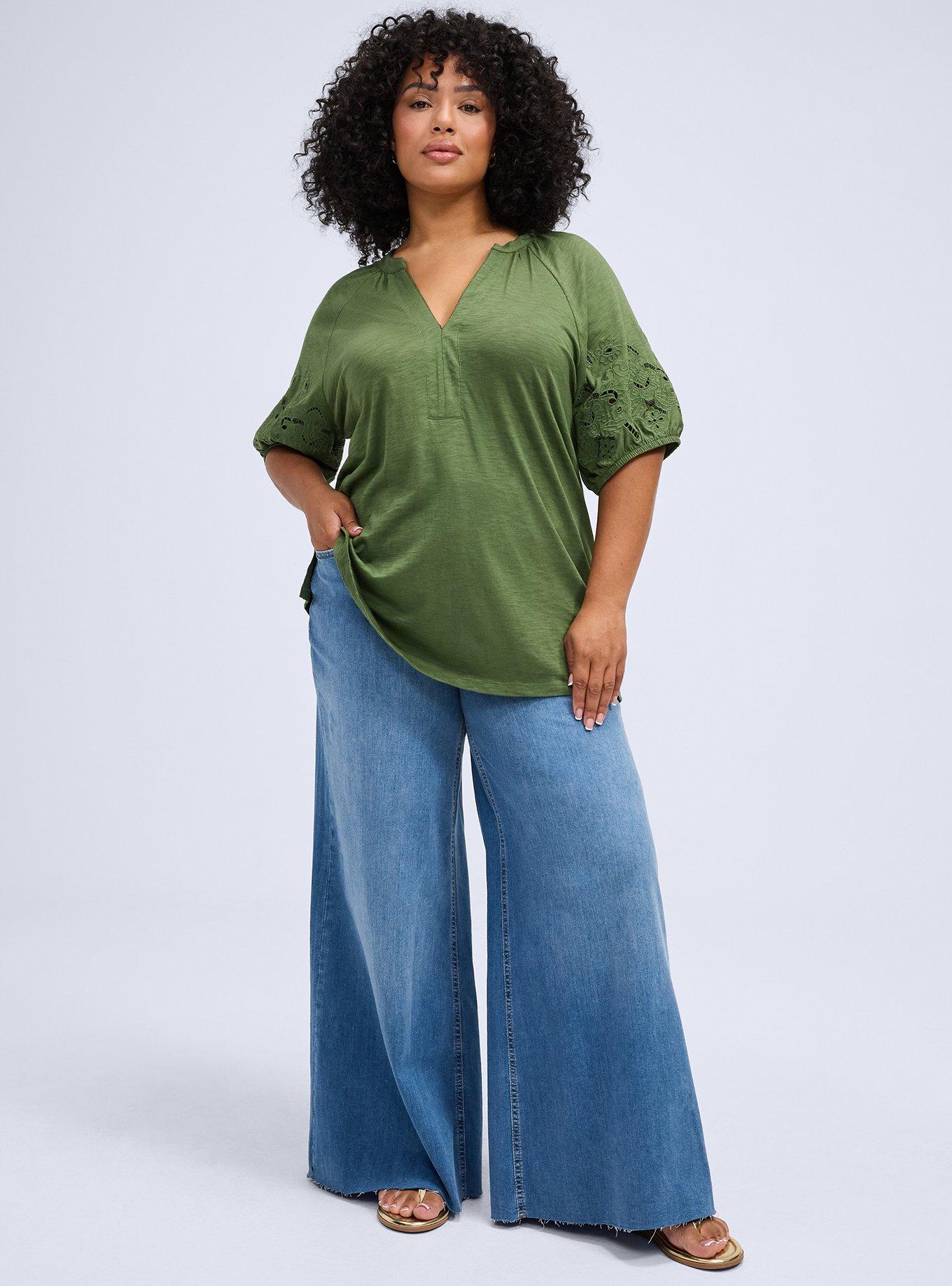 Belle Isle Embroidered Puff Sleeve Top, BRONZE GREEN, alternate