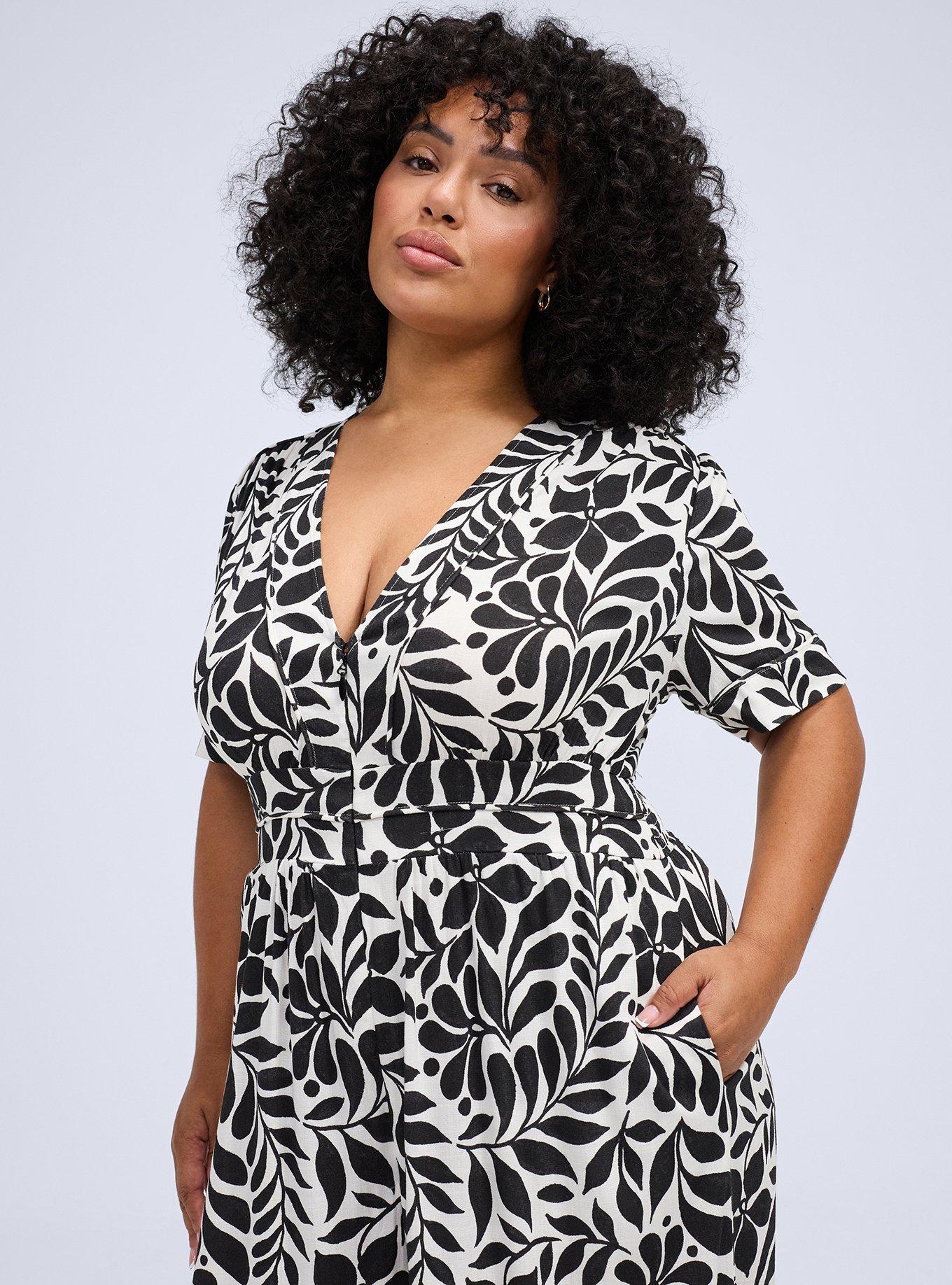 Belle Isle Wide Leg V-Neck Jumpsuit, RAMA LEAVES BLACK, alternate