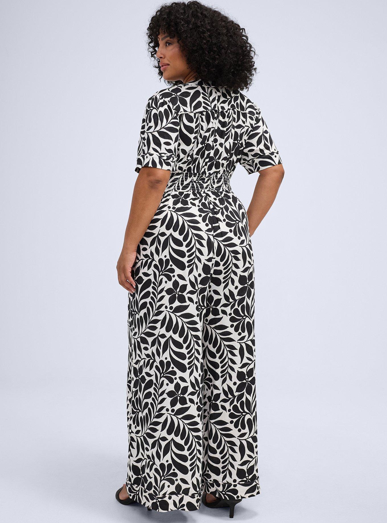 Belle Isle Wide Leg V-Neck Jumpsuit, RAMA LEAVES BLACK, alternate
