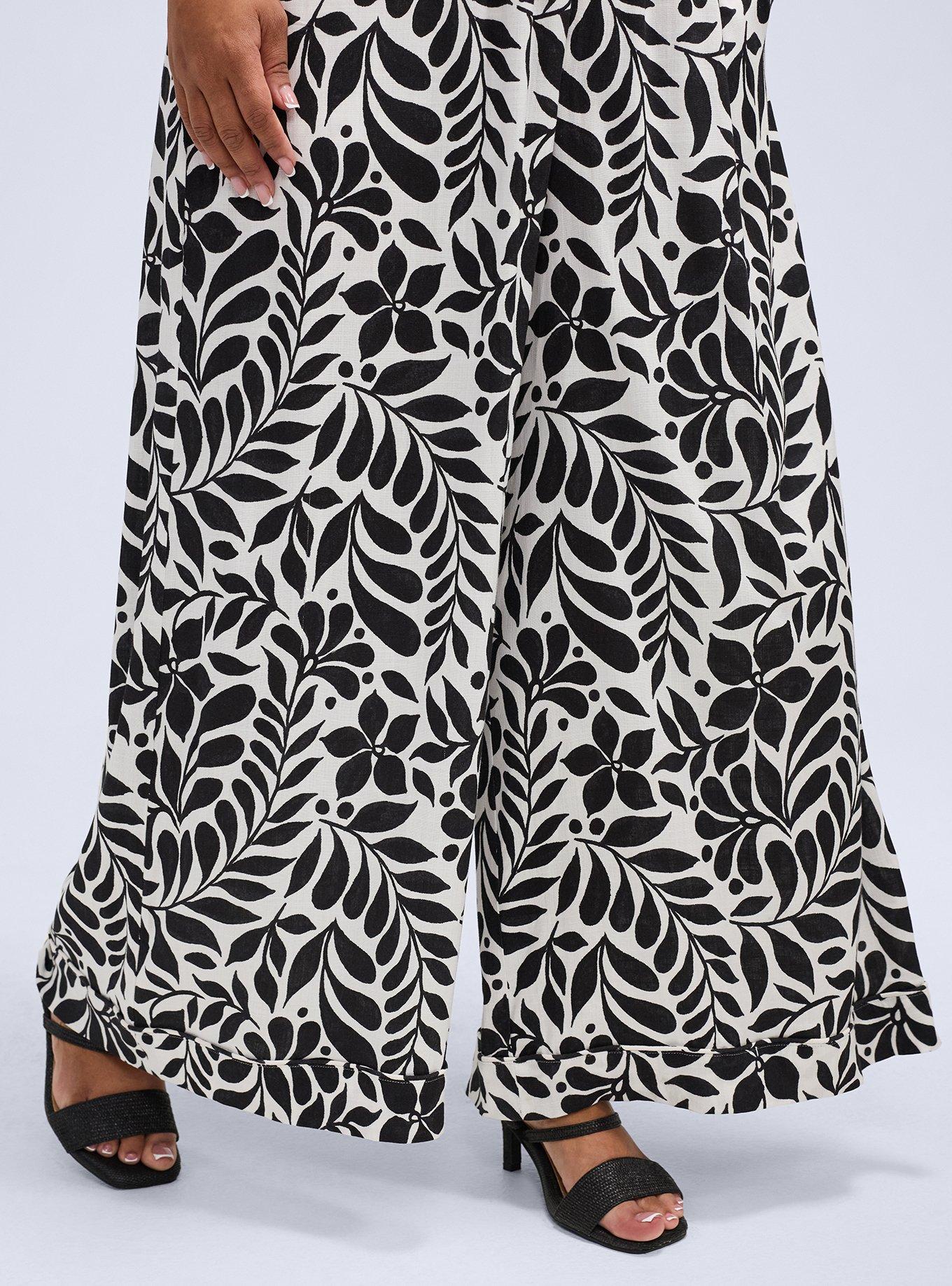 Belle Isle Wide Leg V-Neck Jumpsuit, RAMA LEAVES BLACK, alternate
