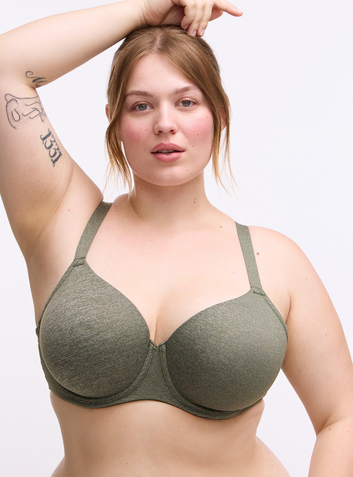 Plus Size Full Coverage Lightly Lined Bra, DEEP DEPTHS HEATHER, hi-res
