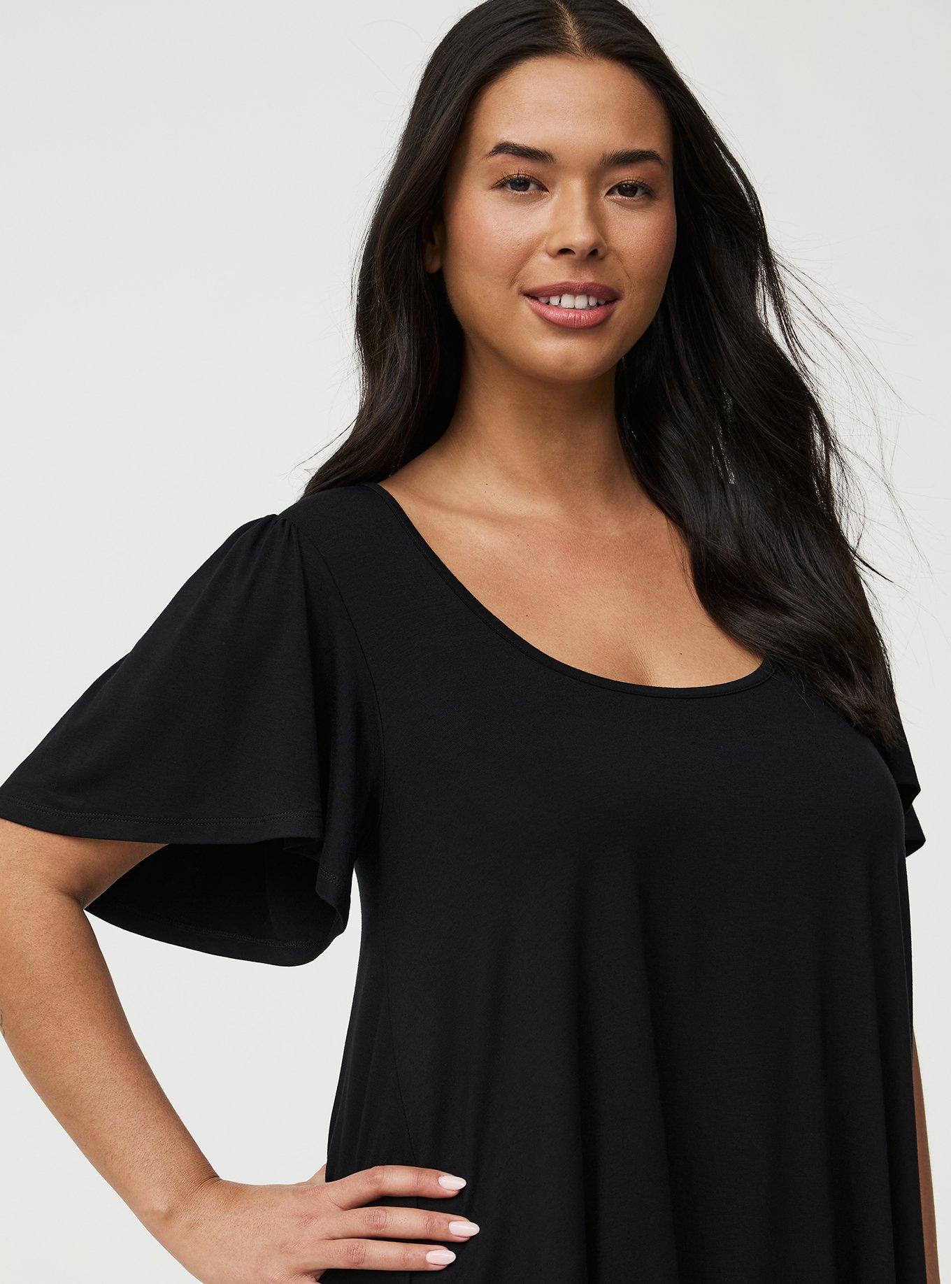 Super Soft Scoop Flutter Sleeve Top, DEEP BLACK, alternate