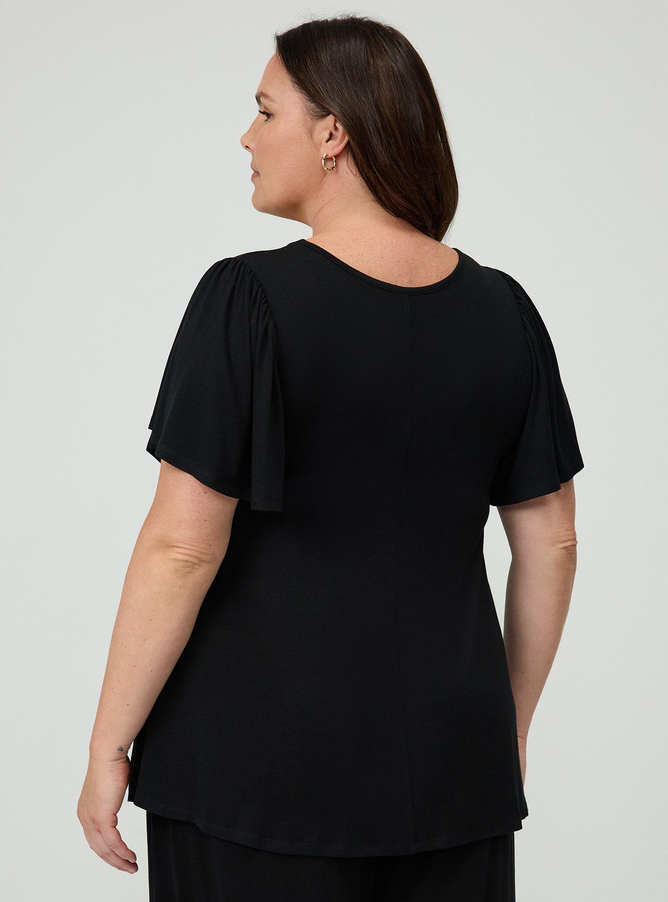 Plus Size - Supersoft Scoop Neck Flutter Sleeve Top - Torrid