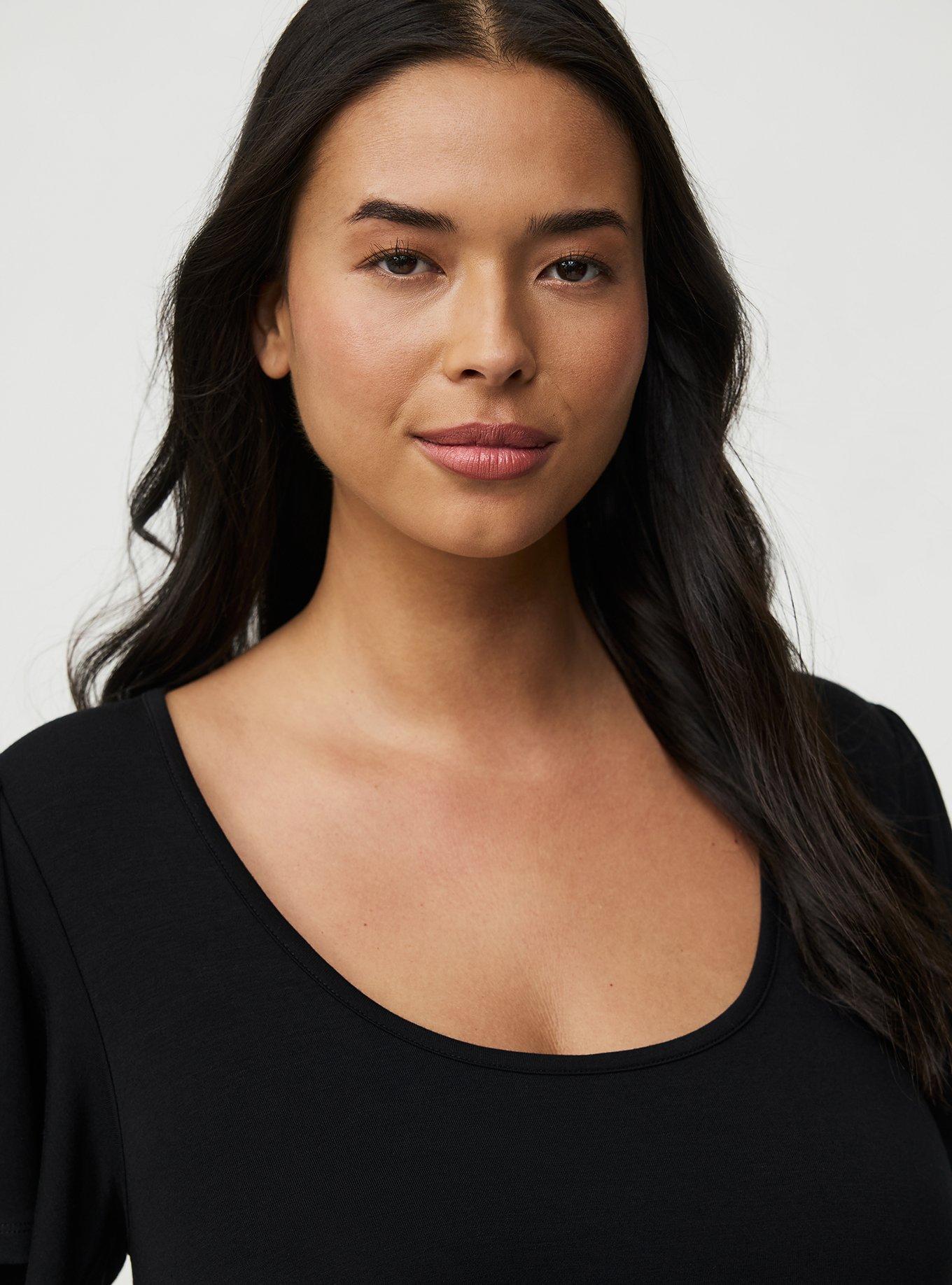 Super Soft Scoop Flutter Sleeve Top, DEEP BLACK, alternate