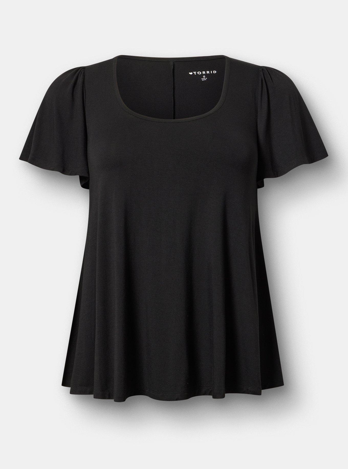 Plus Size - Supersoft Scoop Neck Flutter Sleeve Top - Torrid