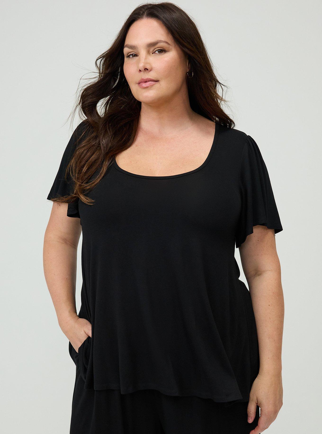 Plus Size - Supersoft Scoop Neck Flutter Sleeve Top - Torrid