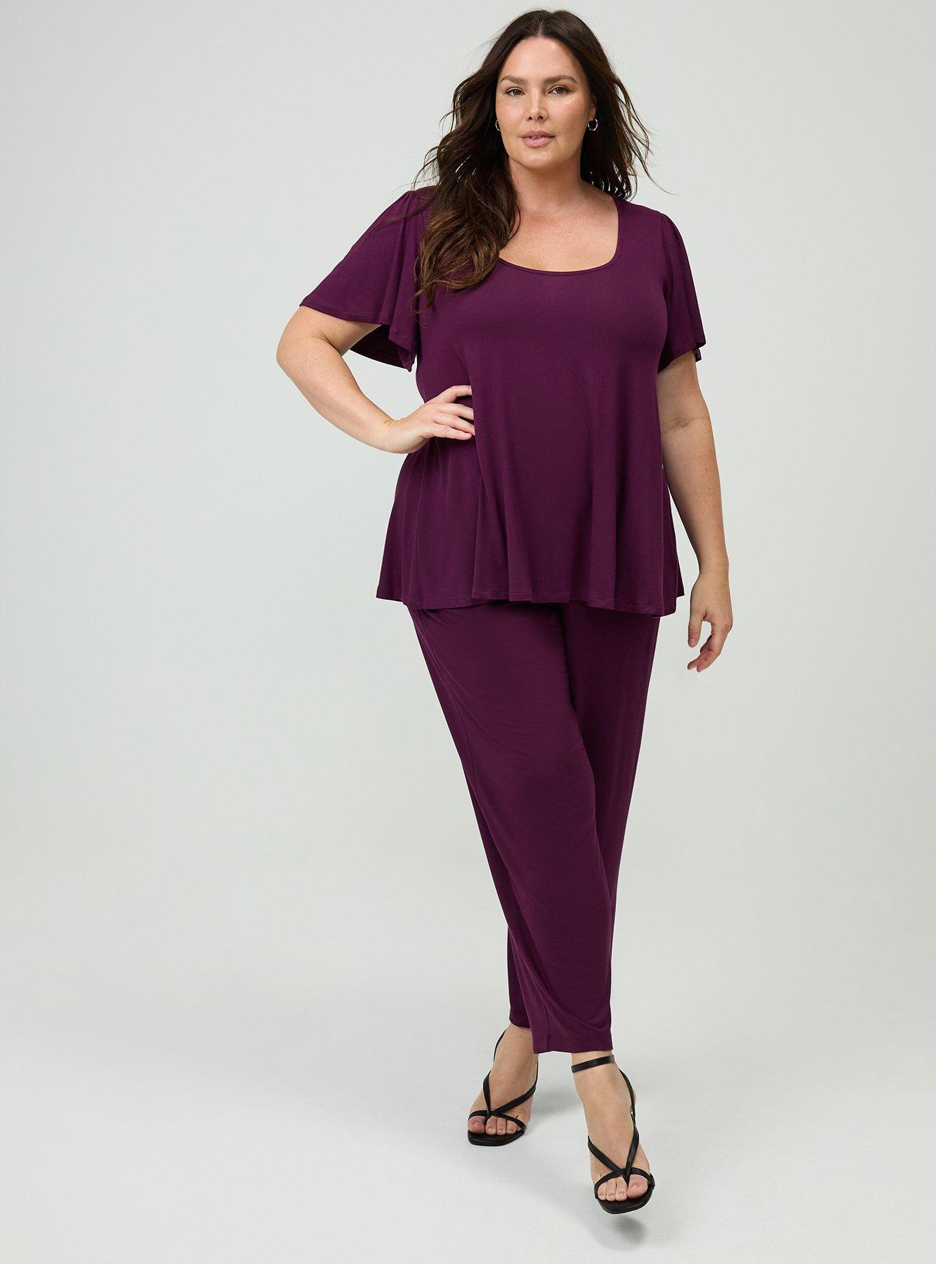 Supersoft Scoop Neck Flutter Sleeve Top, POTENT PURPLE, alternate