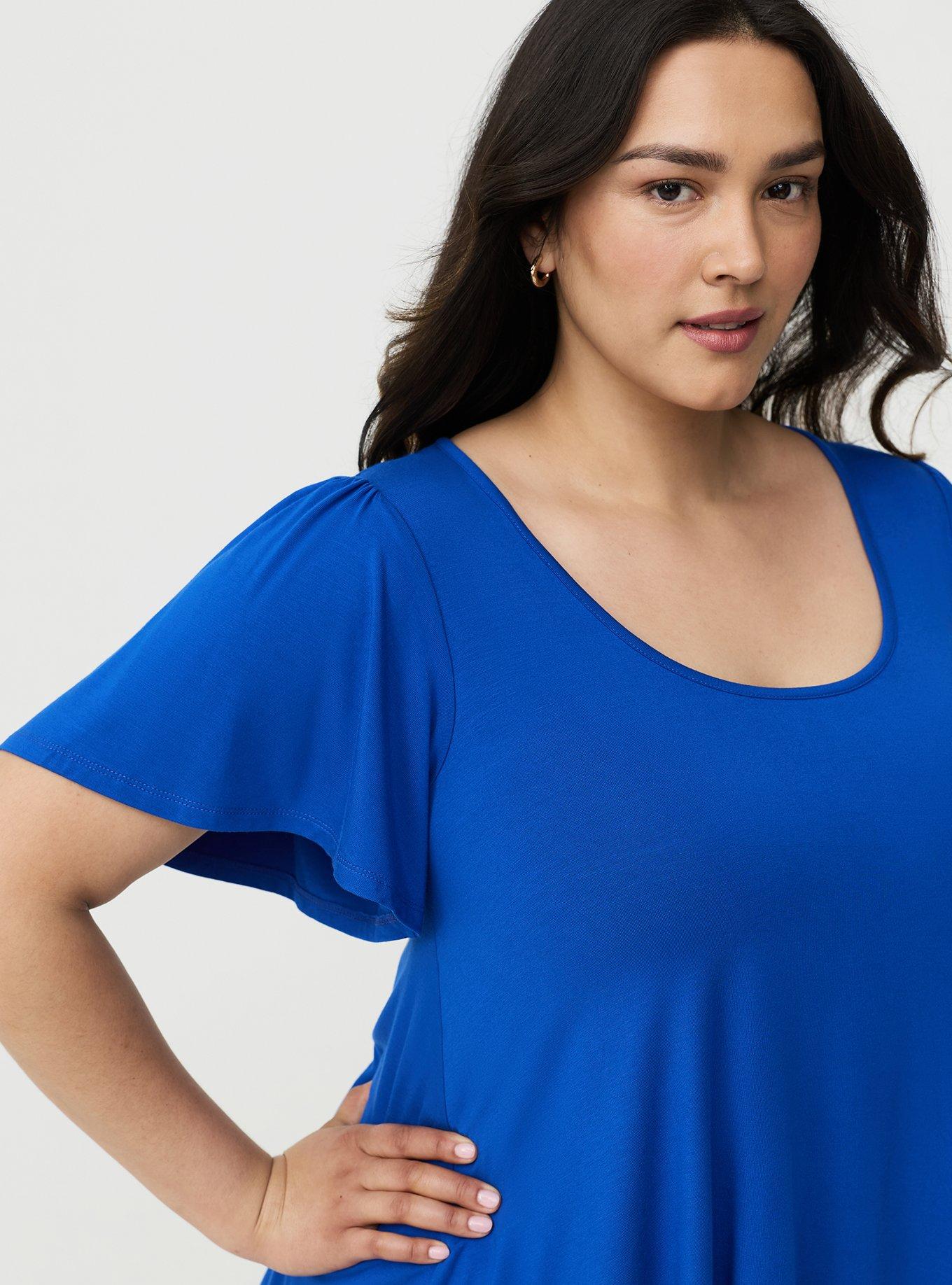 Plus Size - Supersoft Scoop Neck Flutter Sleeve Top - Torrid