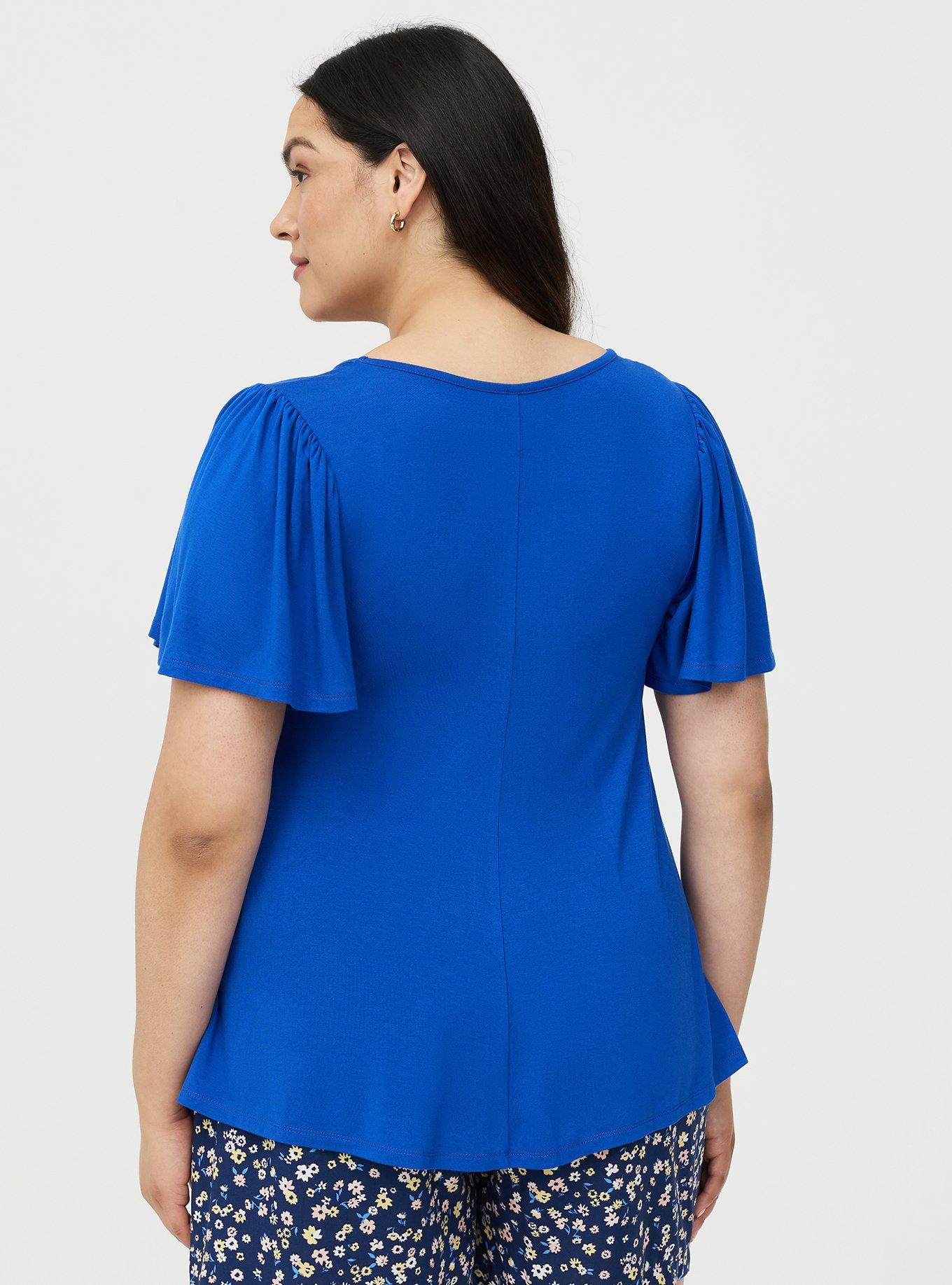 Plus Size - Supersoft Scoop Neck Flutter Sleeve Top - Torrid