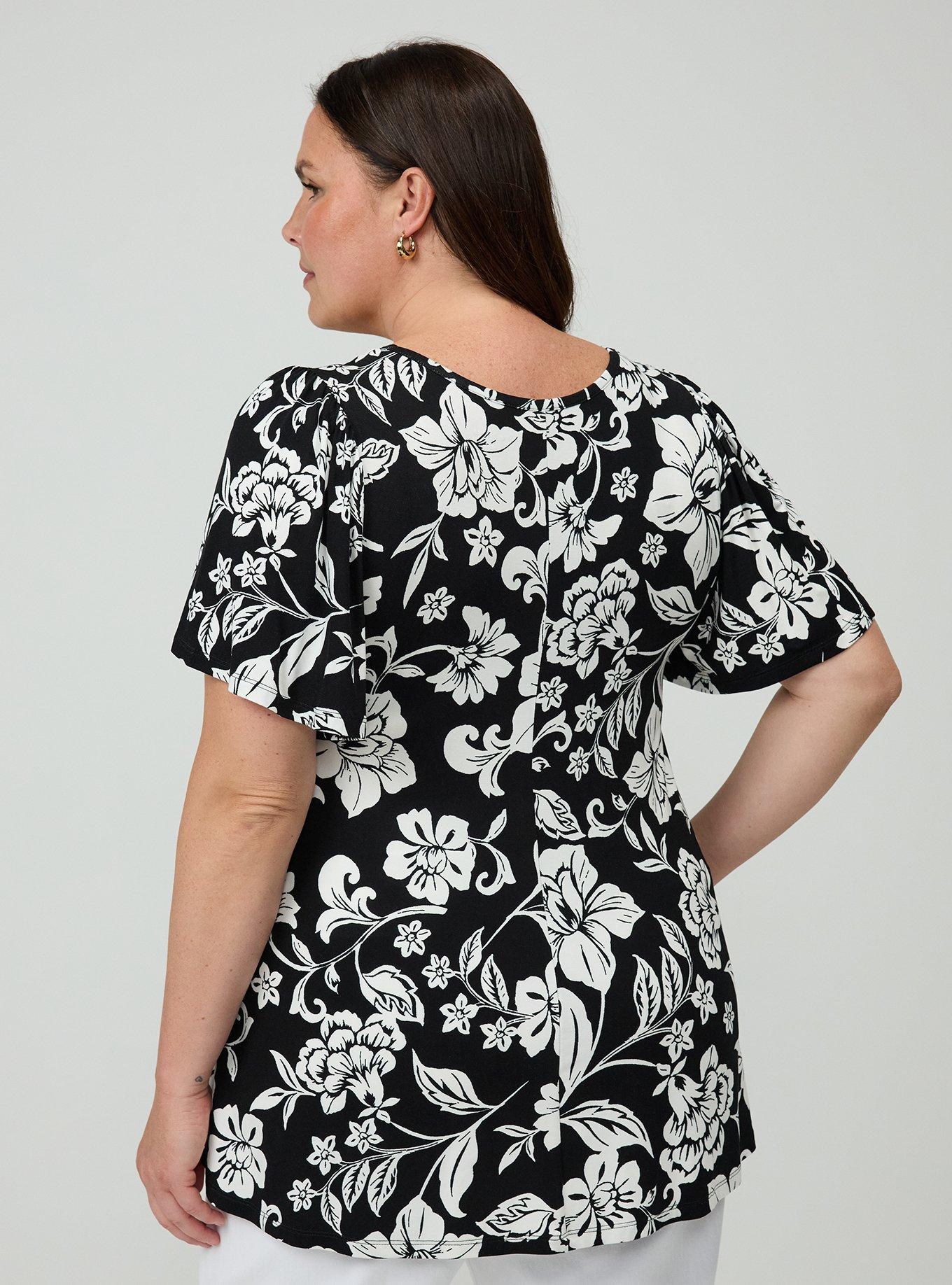 Supersoft Scoop Neck Flutter Sleeve Top, EARLY JACO BLACK, alternate