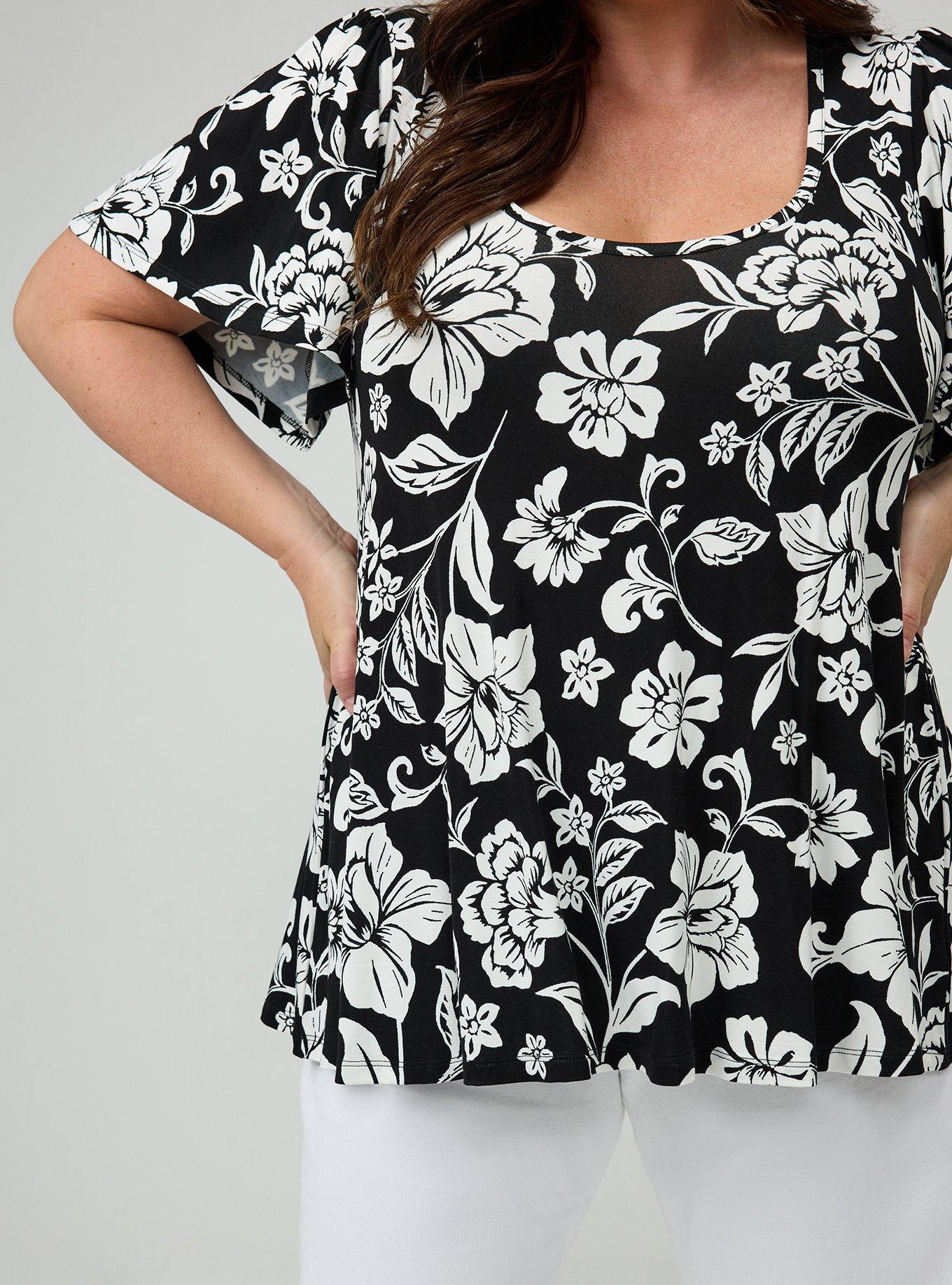 Supersoft Scoop Neck Flutter Sleeve Top, EARLY JACO BLACK, alternate