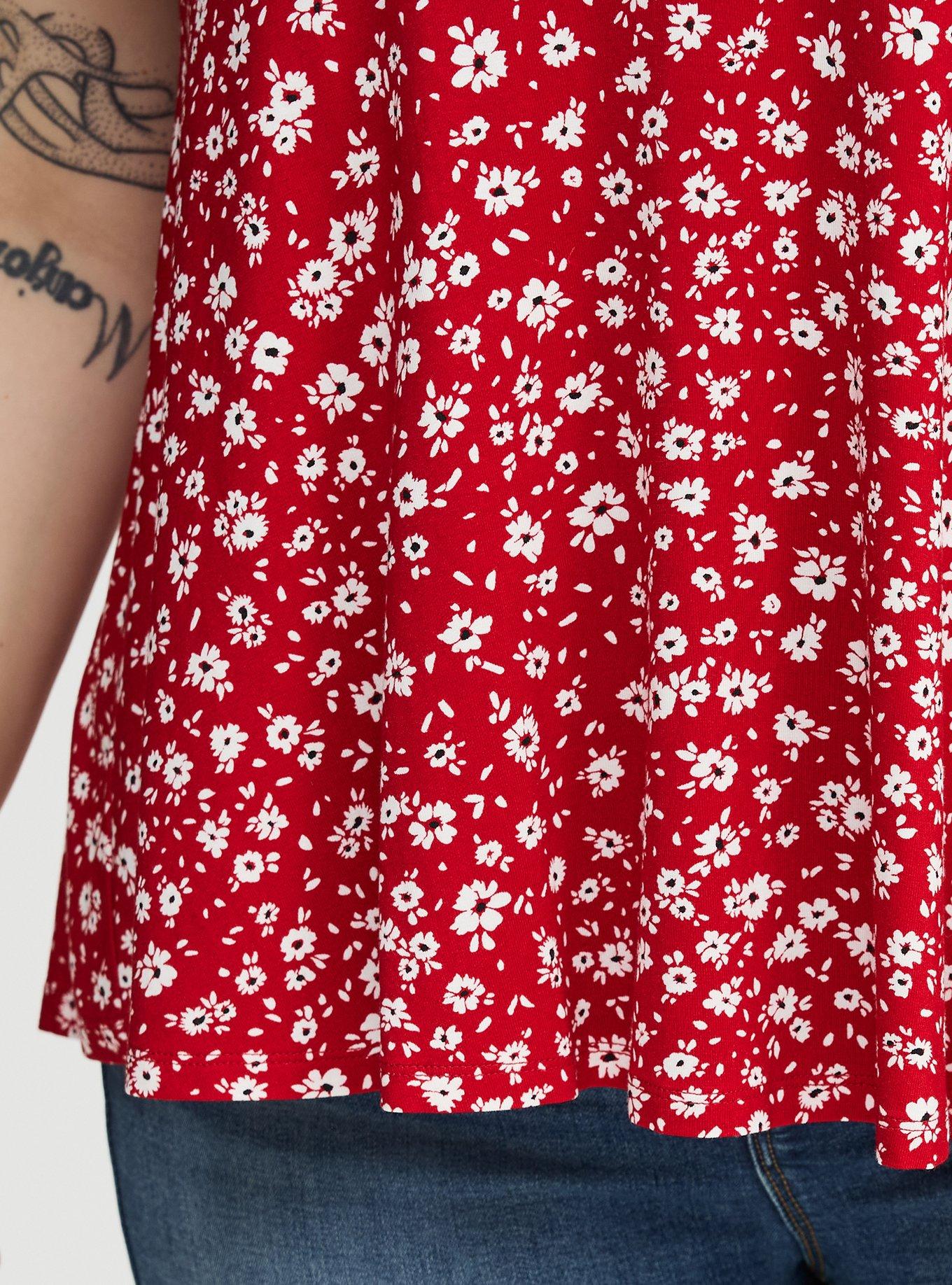 Super Soft Scoop Flutter Sleeve Top, DOLLY DAISY FLORAL RED, alternate