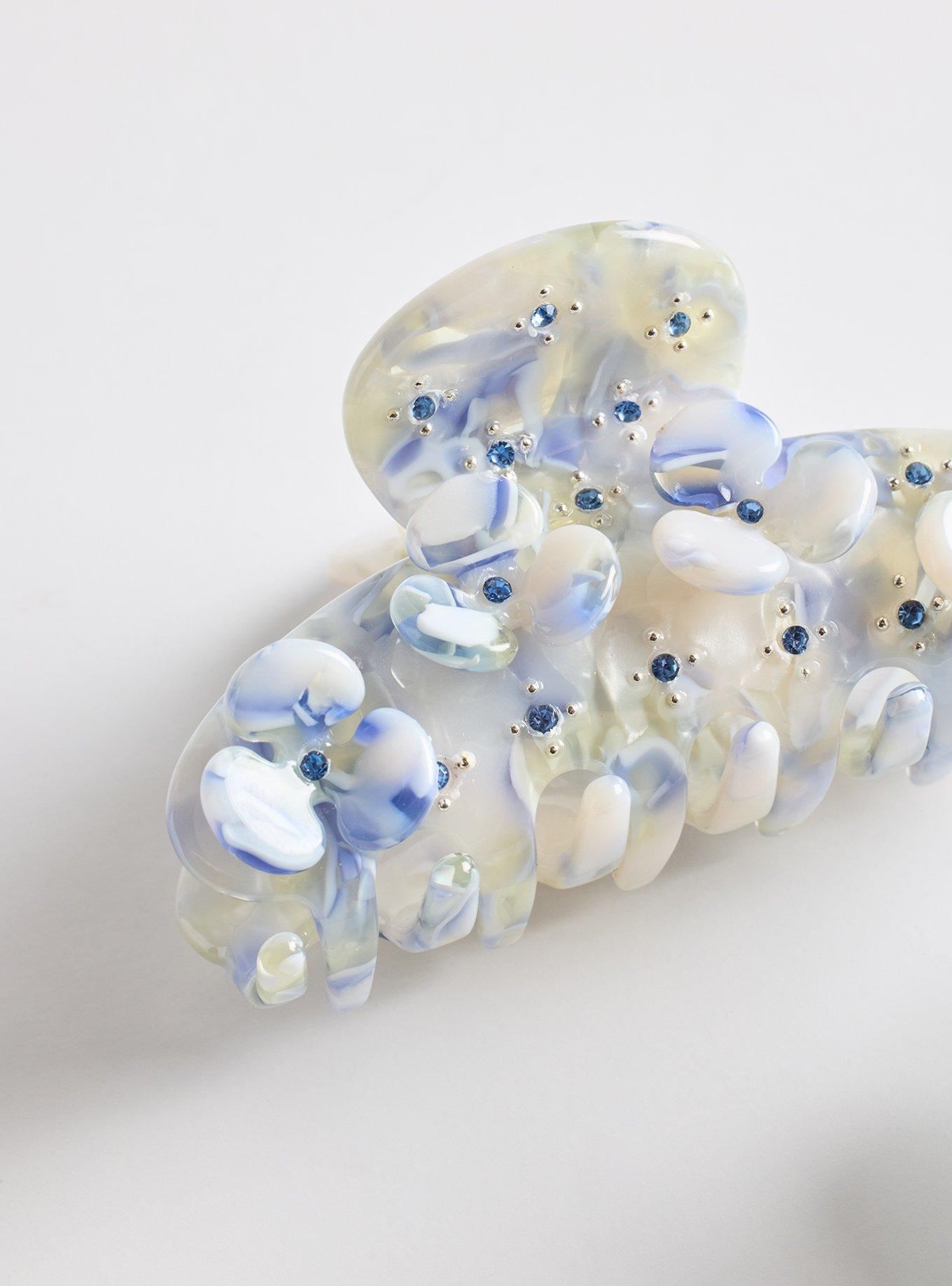 Marbled Floral Clip Set, , alternate