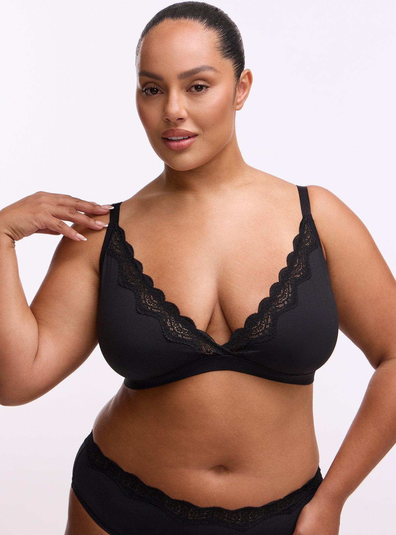 Butter Unlined Triangle Bralette, RICH BLACK, hi-res