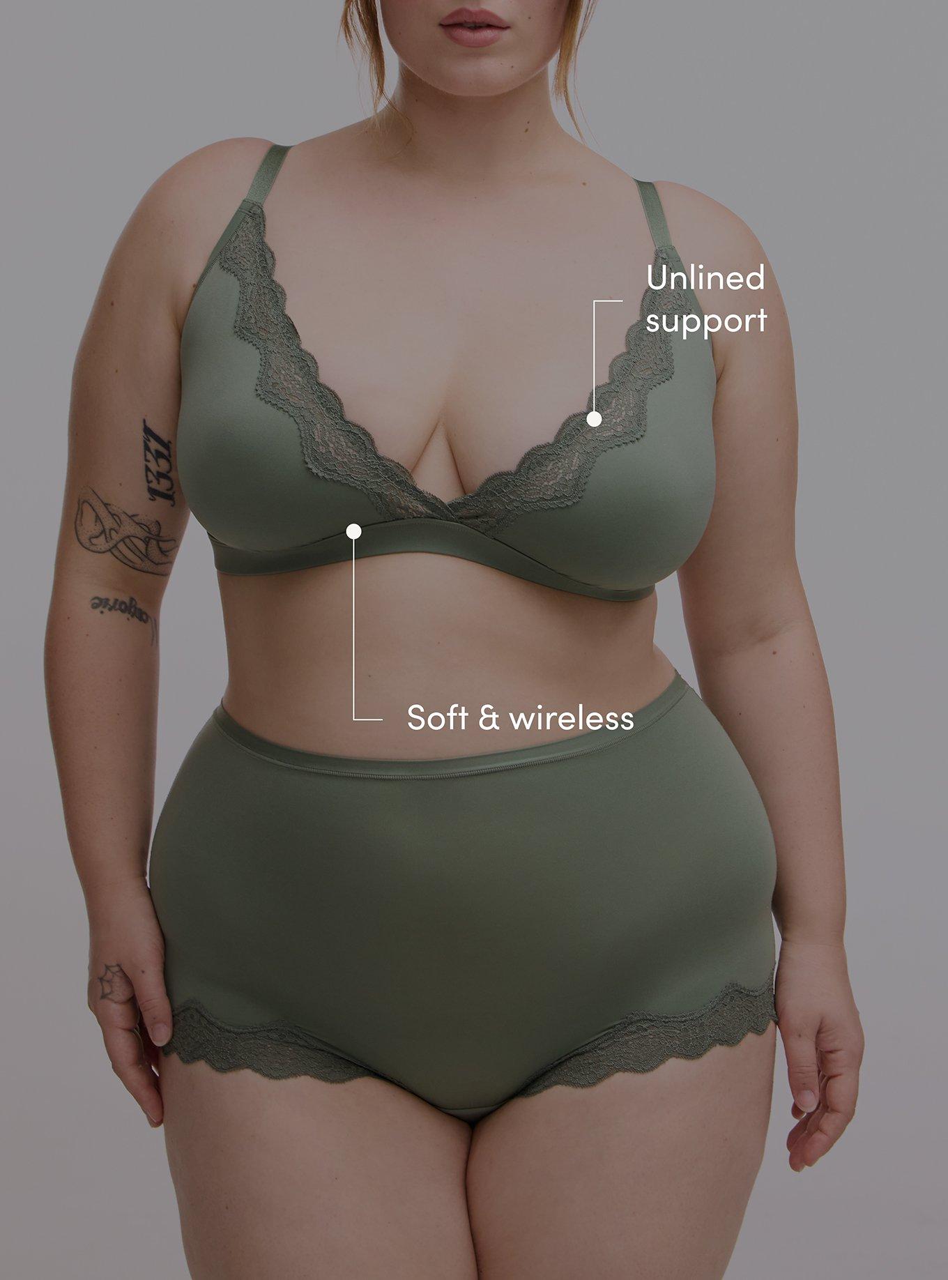 Butter Unlined Triangle Bralette, AGAVE GREEN, alternate