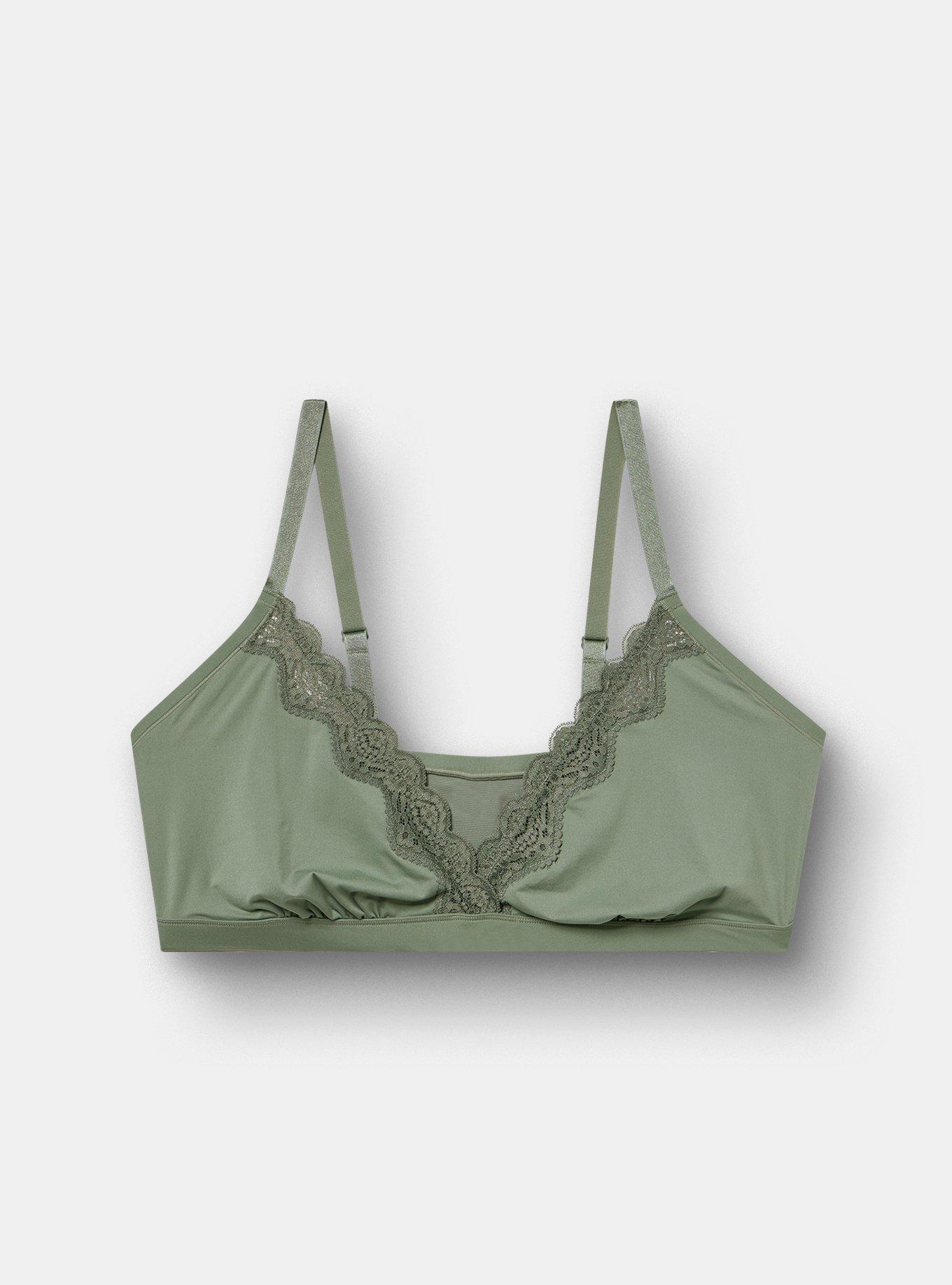 Butter Unlined Triangle Bralette, AGAVE GREEN, flat