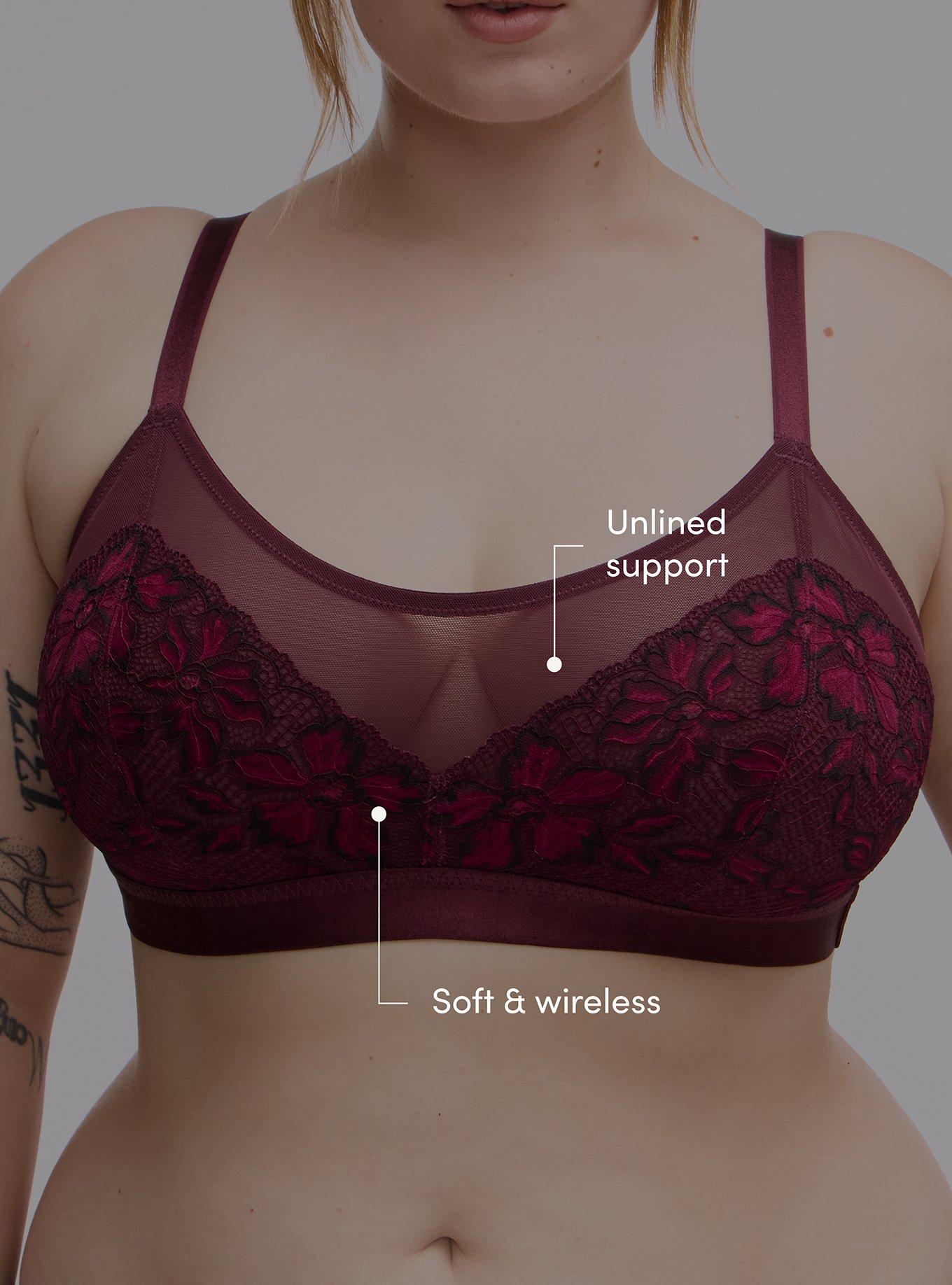 Plus Size Ava Lace Unlined Scoop Bralette, FIG, alternate