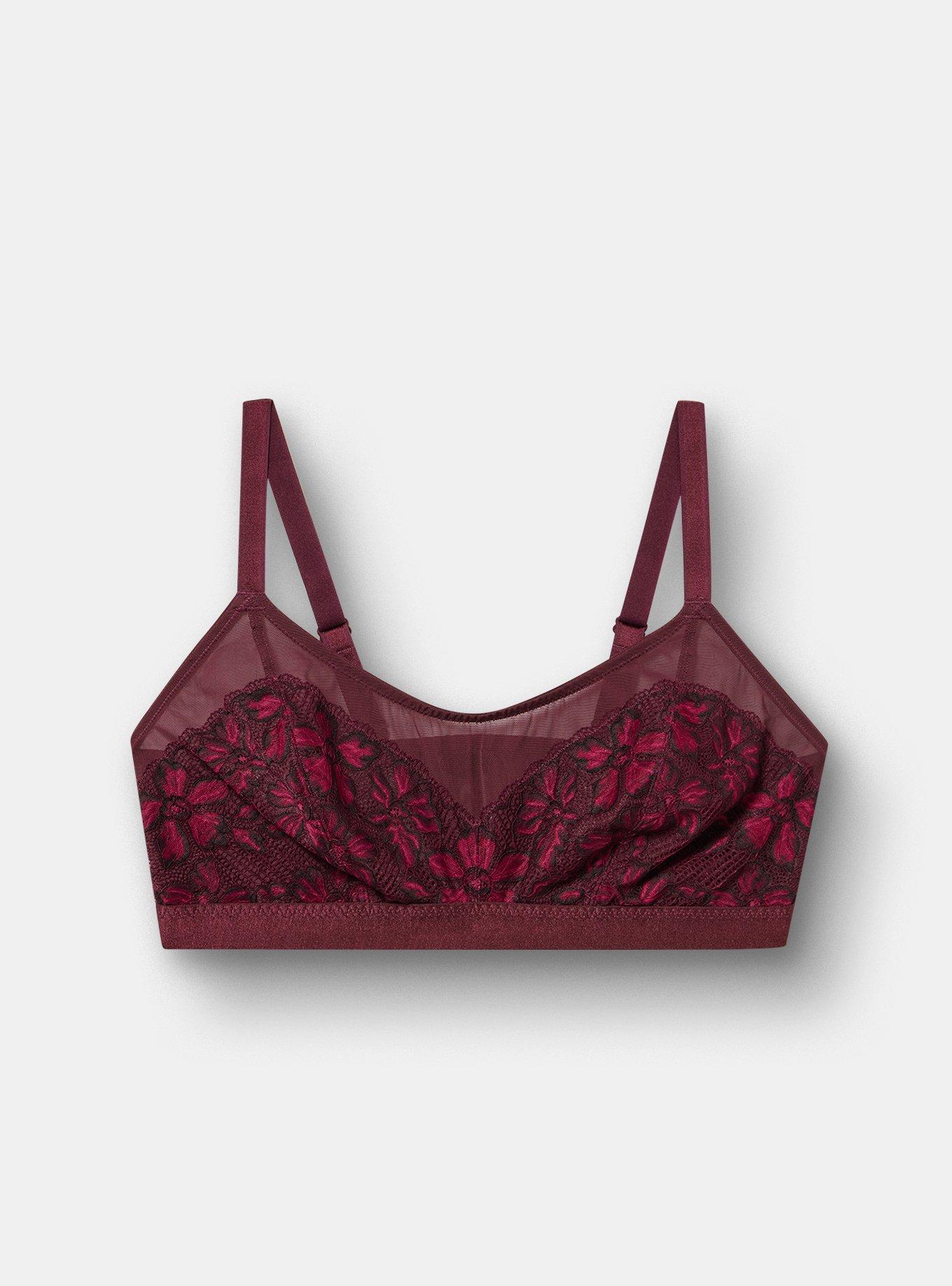 Plus Size Ava Lace Unlined Scoop Bralette, FIG, hi-res