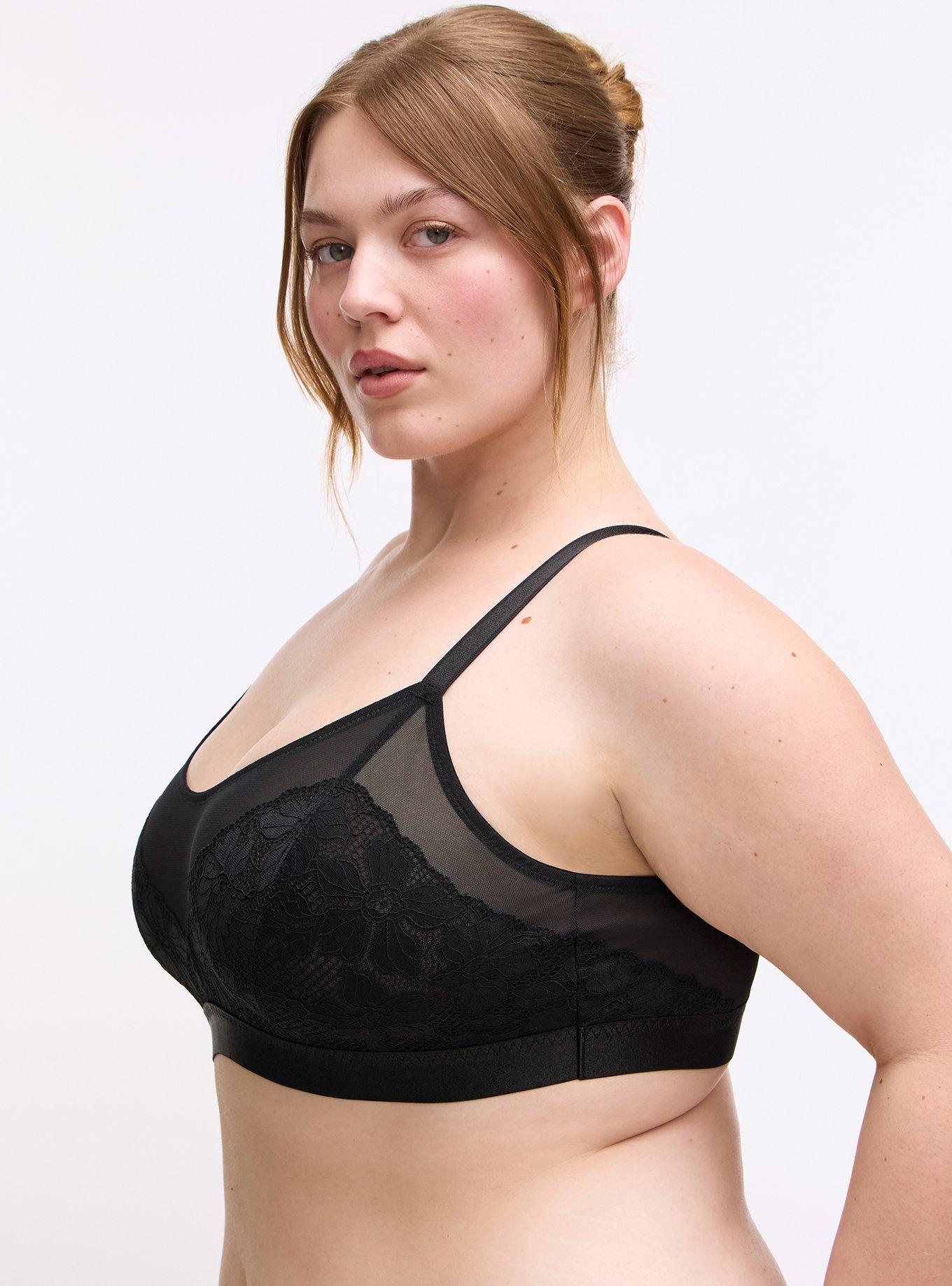 Plus Size Ava Lace Unlined Scoop Bralette, RICH BLACK, alternate
