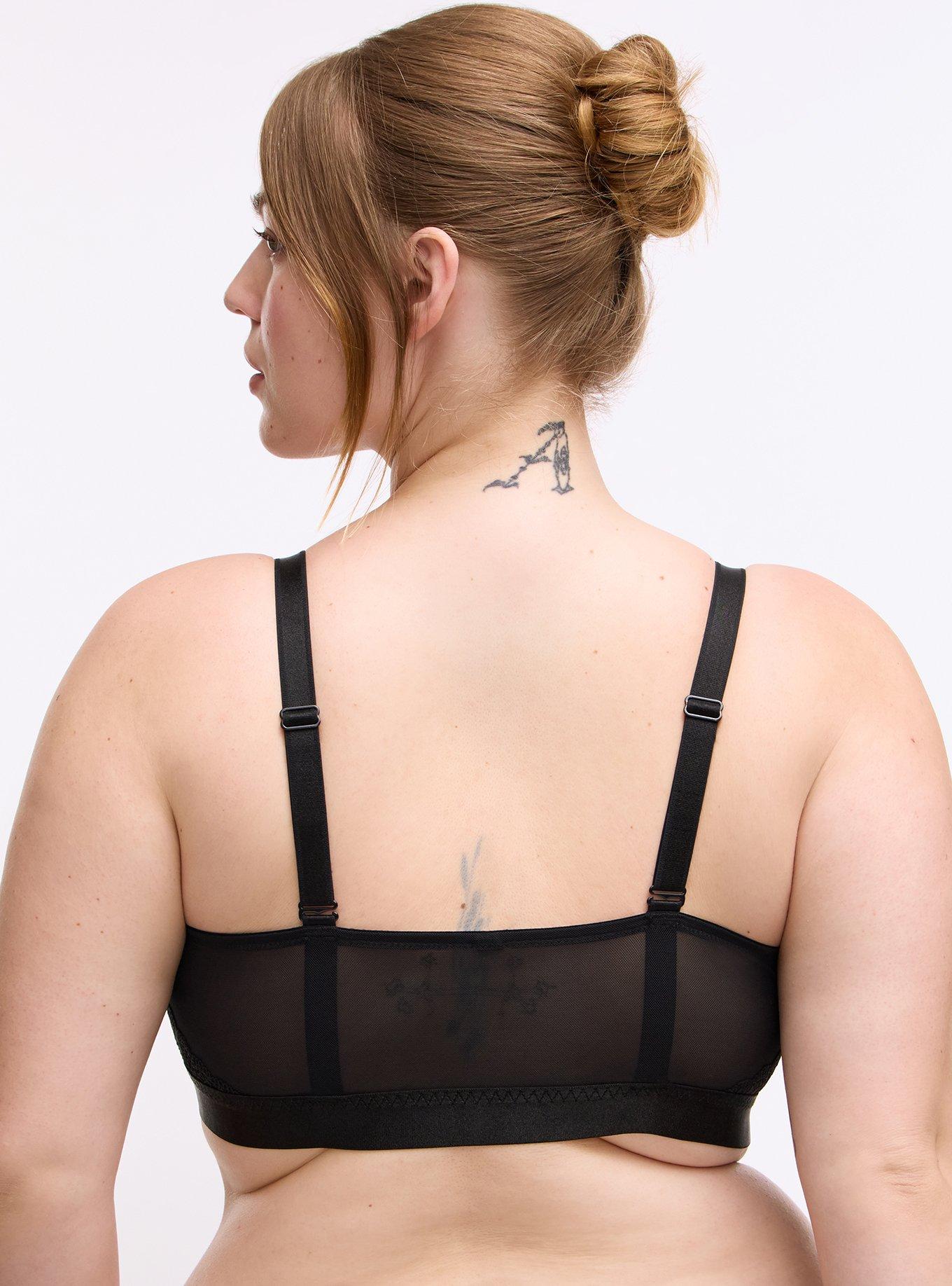 Plus Size Ava Lace Unlined Scoop Bralette, RICH BLACK, alternate