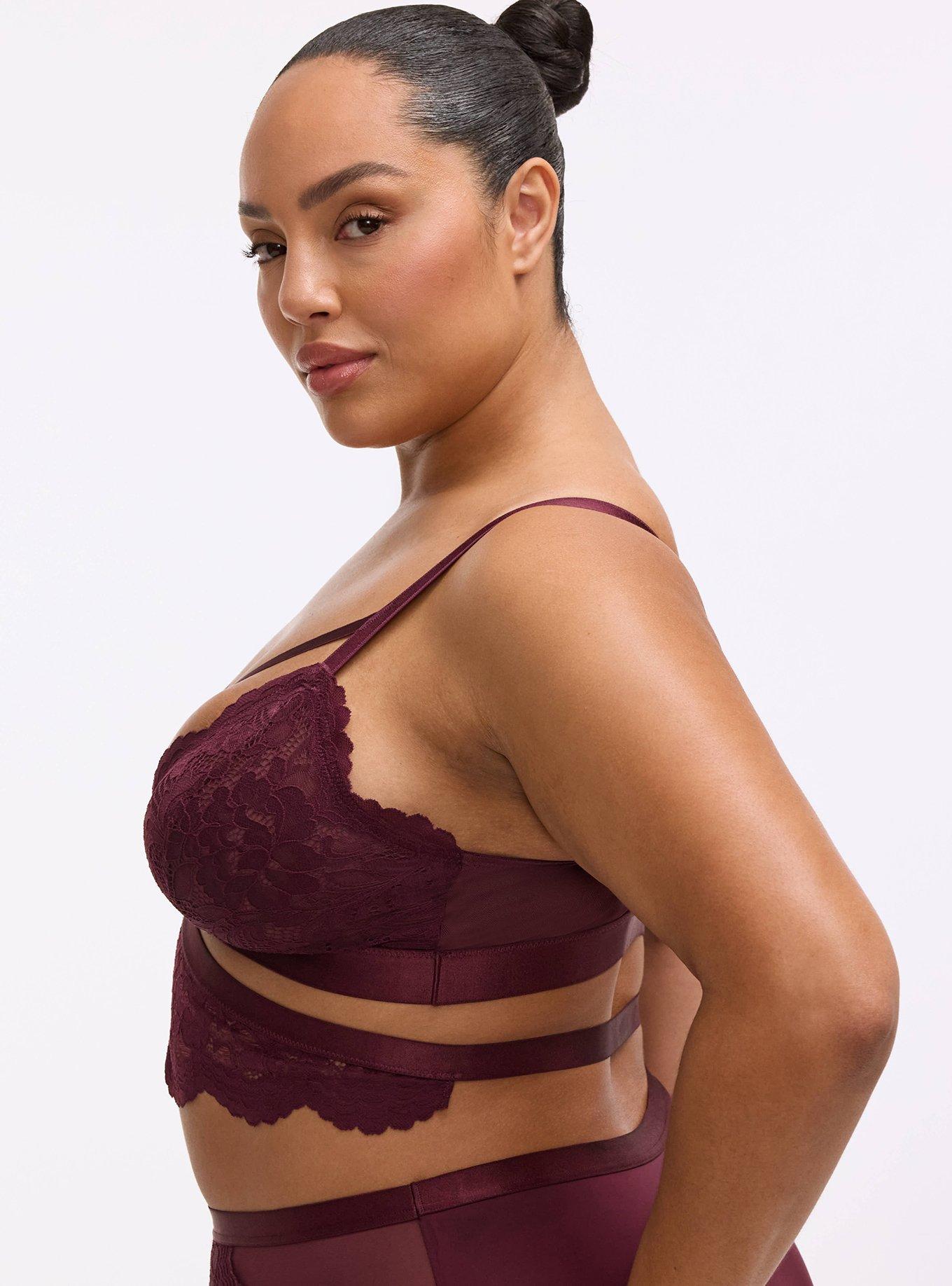 Carrie Unlined Triangle Lace Bralette, FIG, alternate