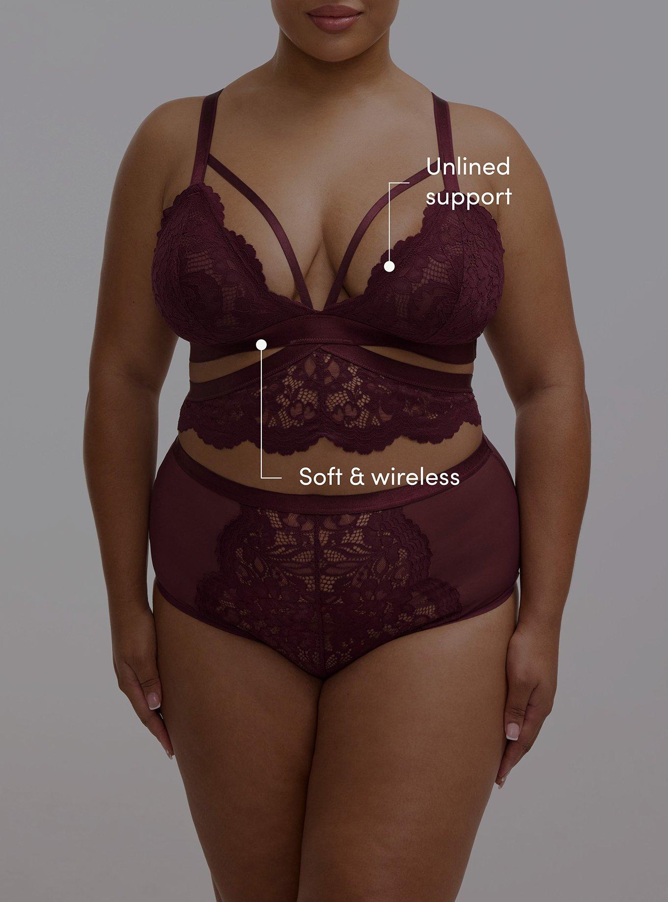Carrie Unlined Triangle Lace Bralette, FIG, alternate