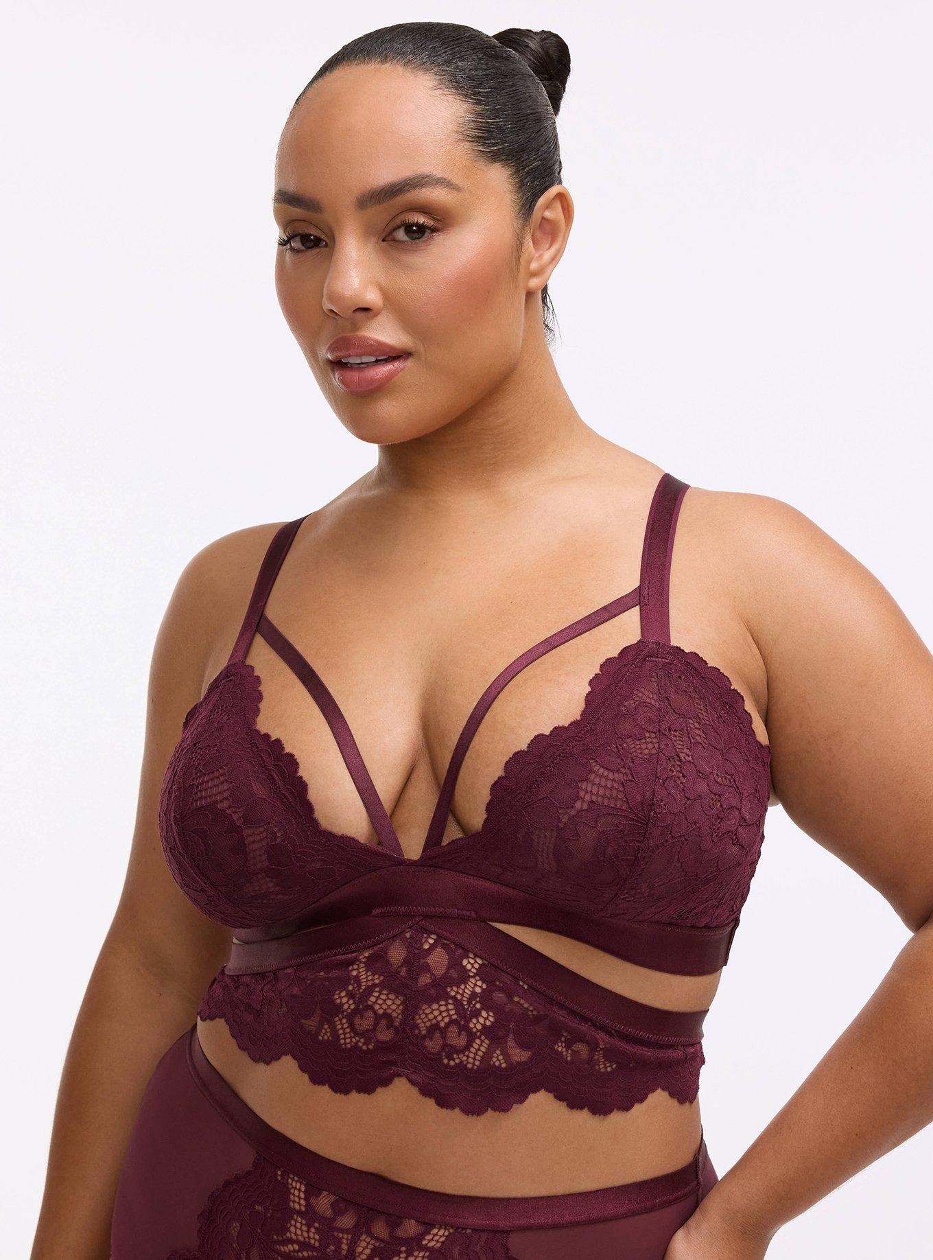 Carrie Unlined Triangle Lace Bralette, FIG, hi-res