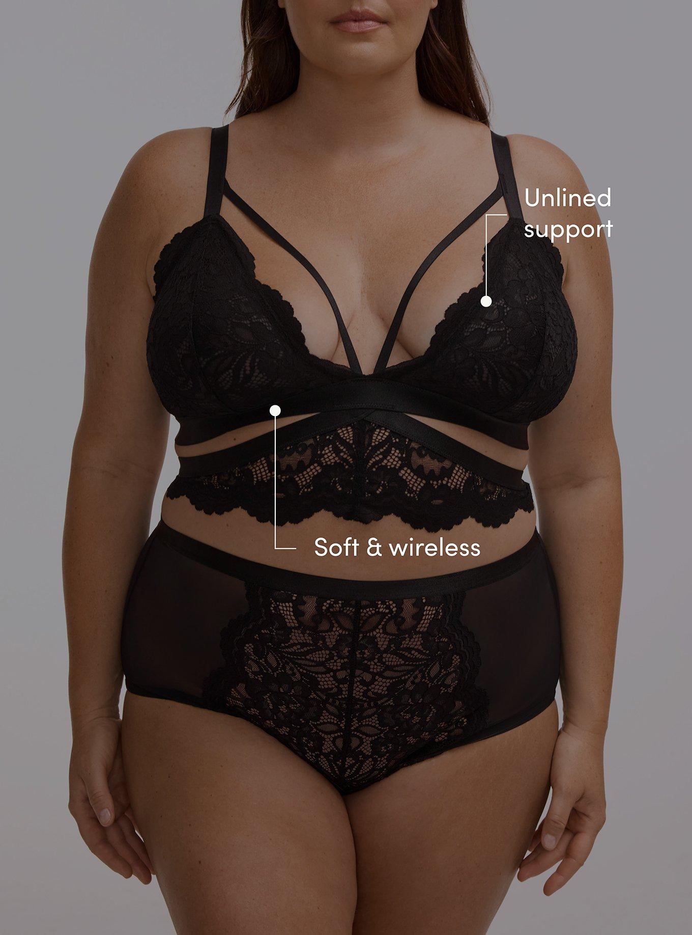 Carrie Unlined Triangle Lace Bralette, RICH BLACK, alternate