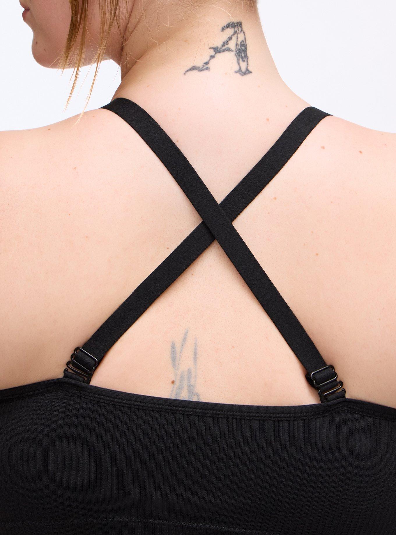 Plus Size Lightly Lined Seamless Rib V-Neck Bralette, RICH BLACK, alternate