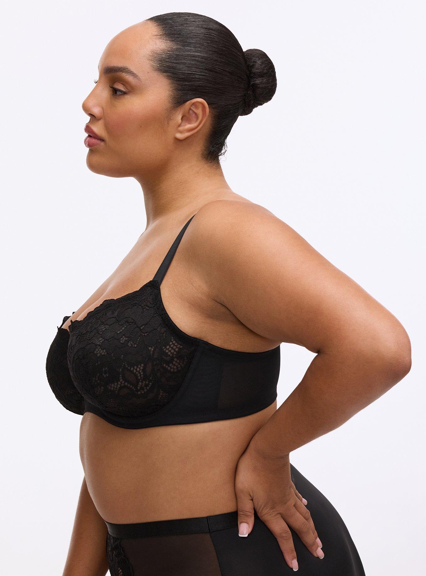 Plus Size Nightfall Balconette Lace Bra, RICH BLACK, alternate