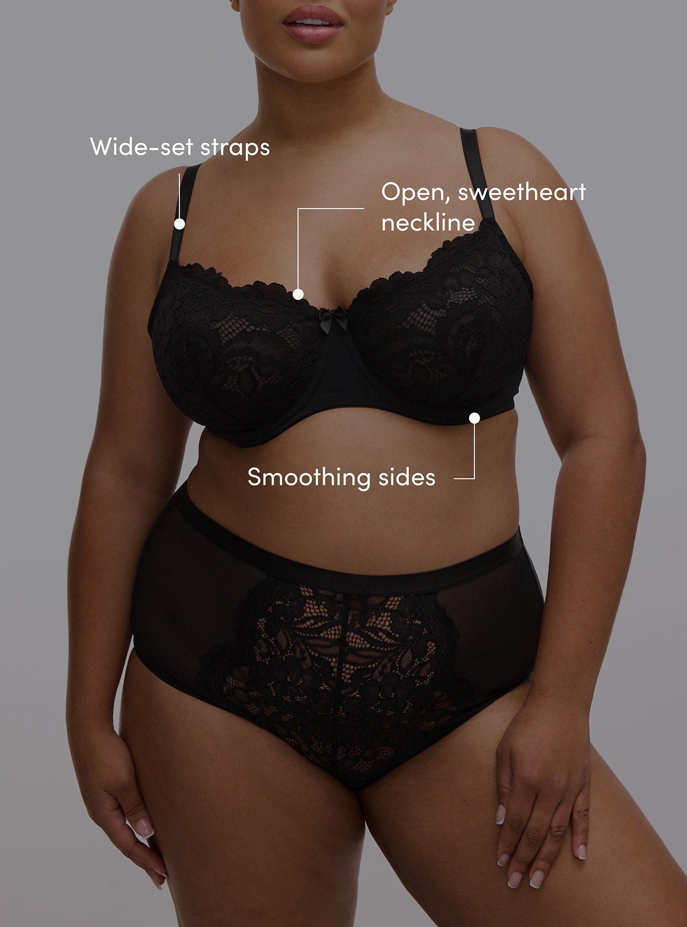 Plus Size Nightfall Balconette Lace Bra, RICH BLACK, alternate