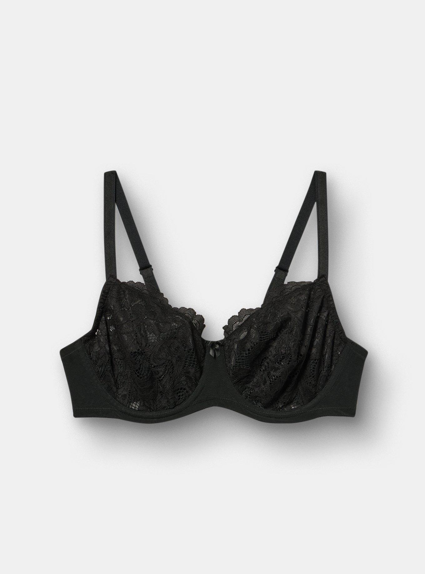 Plus Size Nightfall Balconette Lace Bra, RICH BLACK, flat