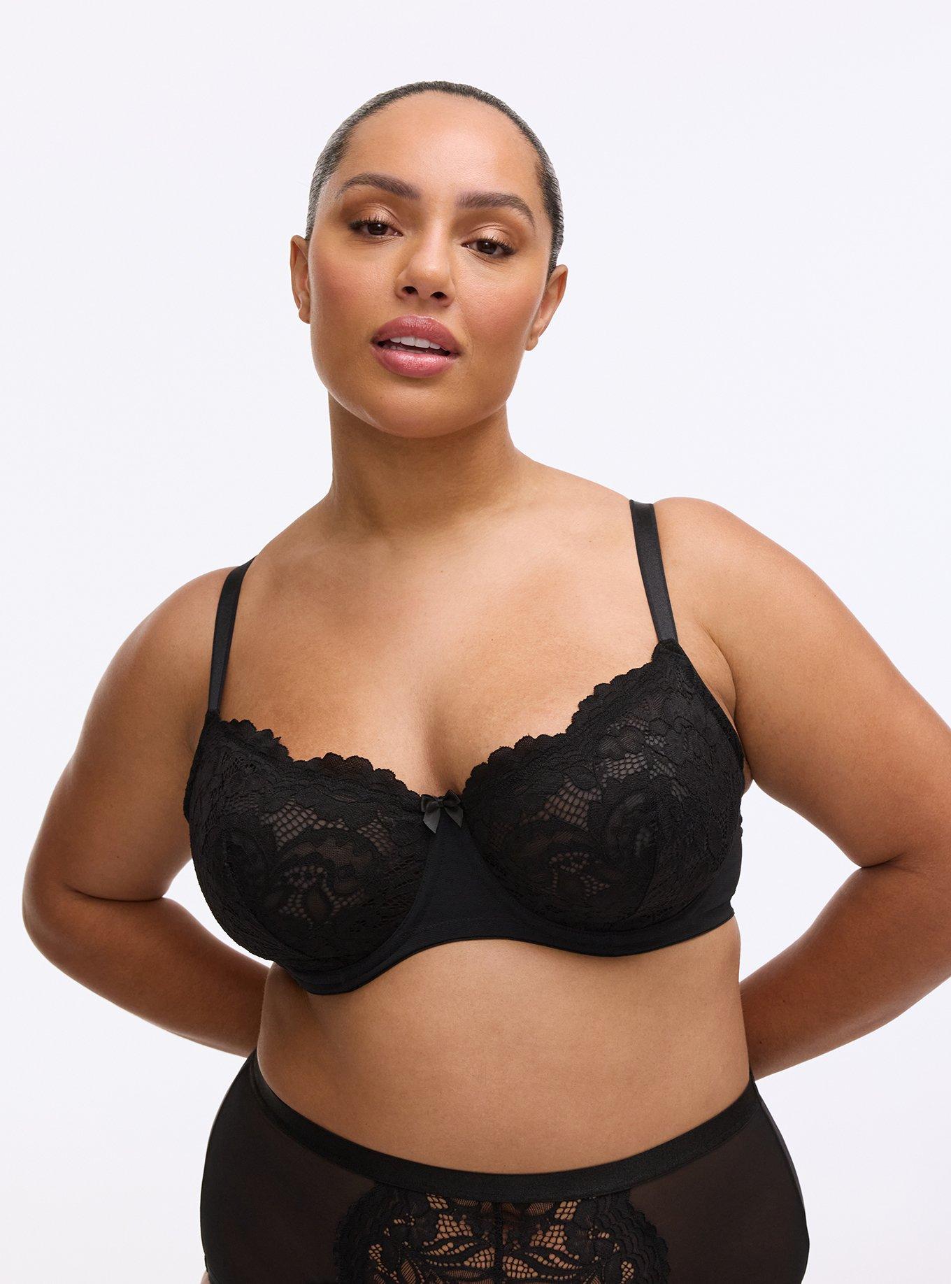 Plus Size Nightfall Balconette Lace Bra, RICH BLACK, hi-res