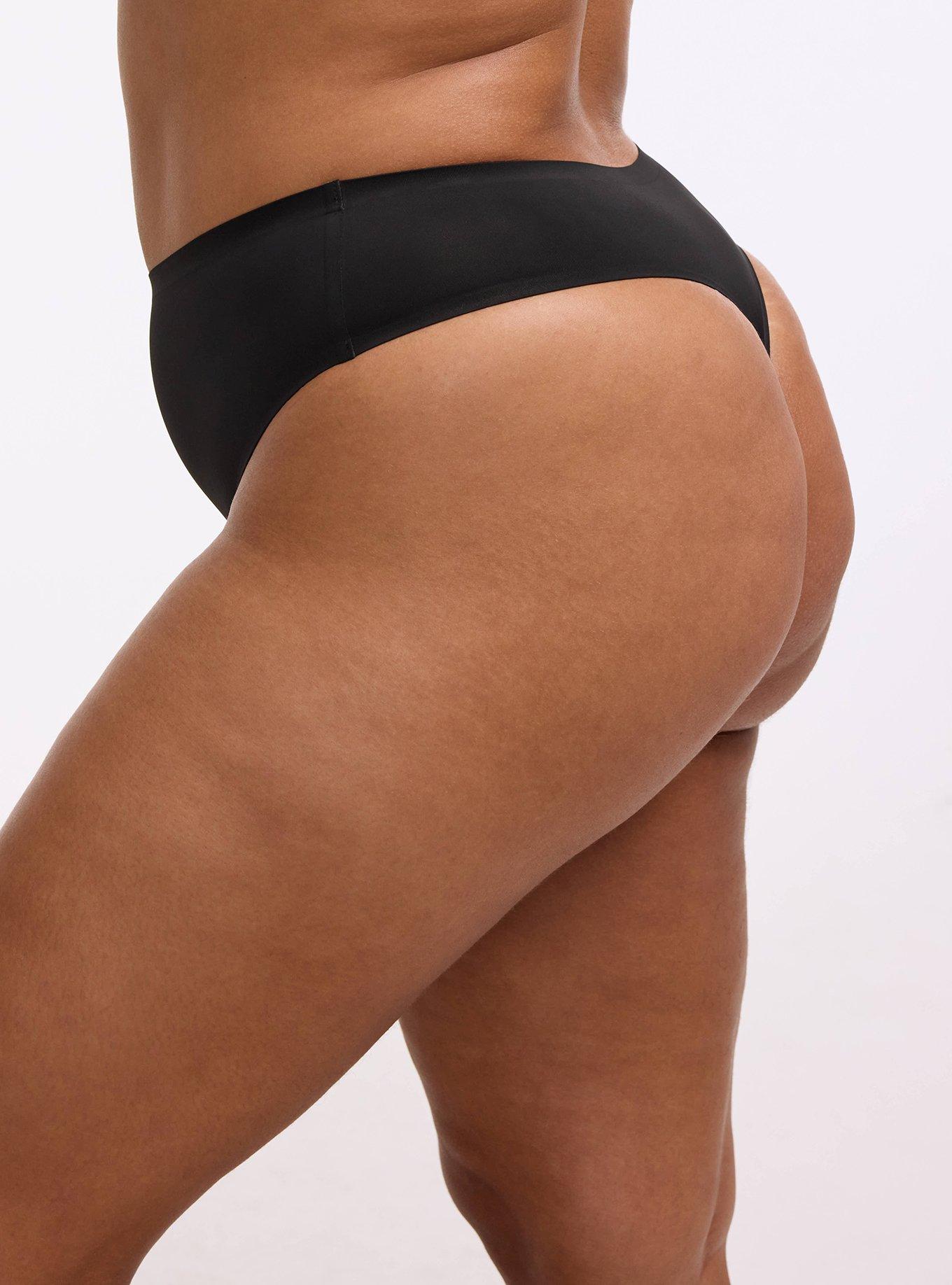 Plus Size Cloud Mid-Rise Thong Panty, RICH BLACK, alternate