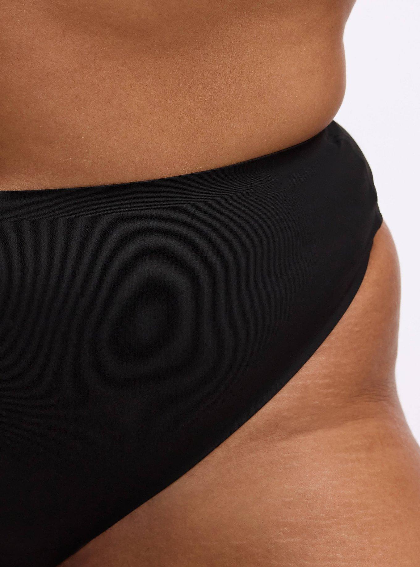 Plus Size Cloud Mid-Rise Thong Panty, RICH BLACK, alternate