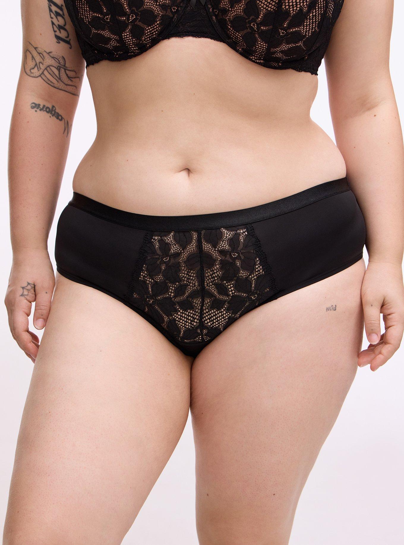 Ava Lace Mid-Rise Hipster Panty, RICH BLACK, alternate