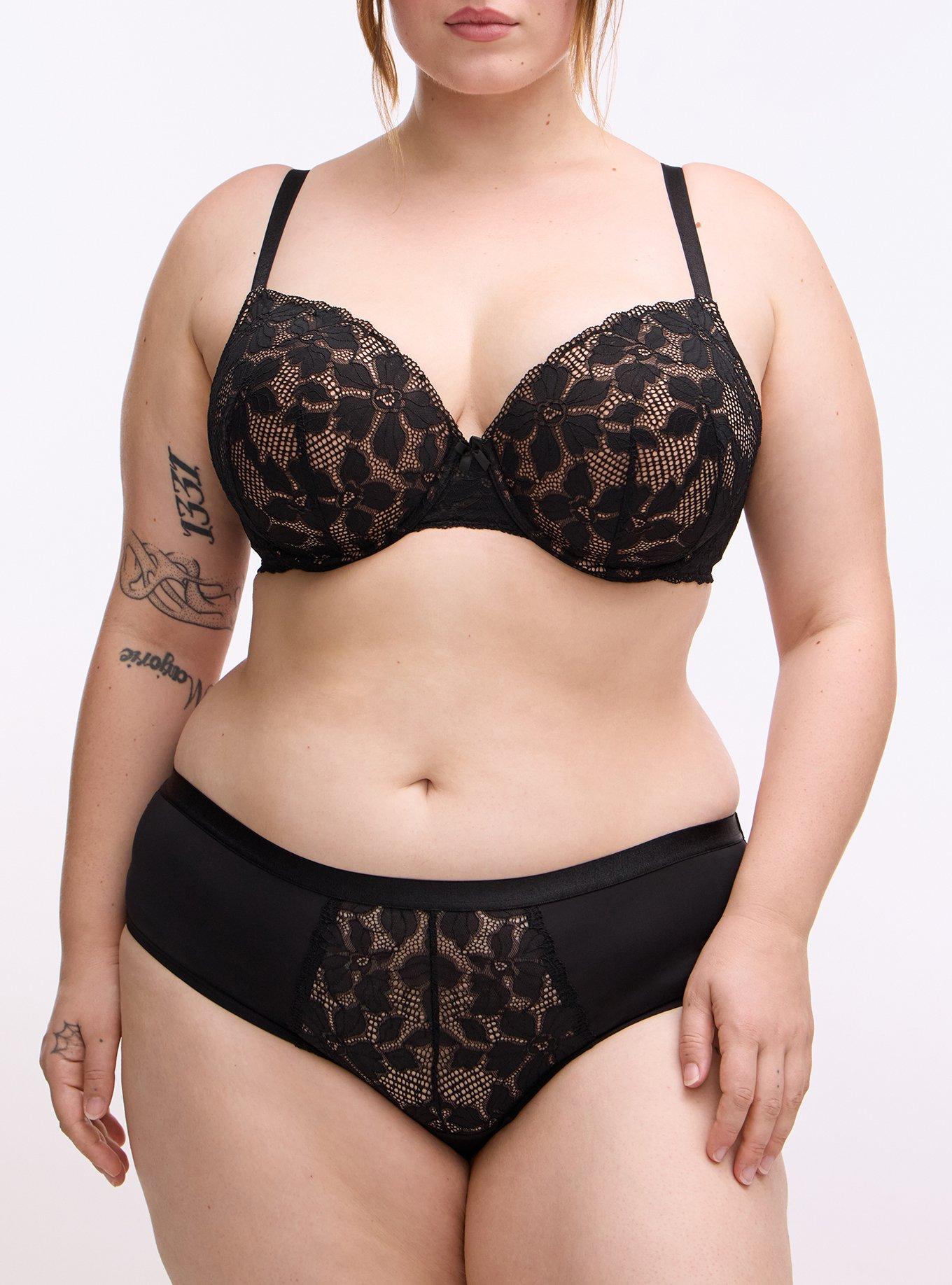Ava Lace Mid-Rise Hipster Panty, RICH BLACK, alternate