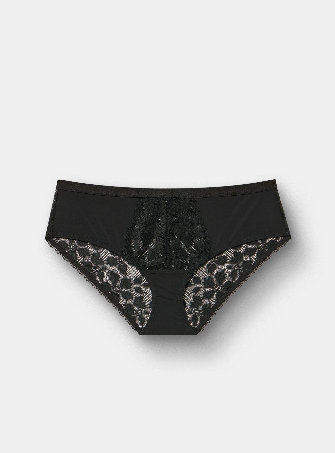 Ava Lace Mid-Rise Hipster Panty, RICH BLACK, hi-res