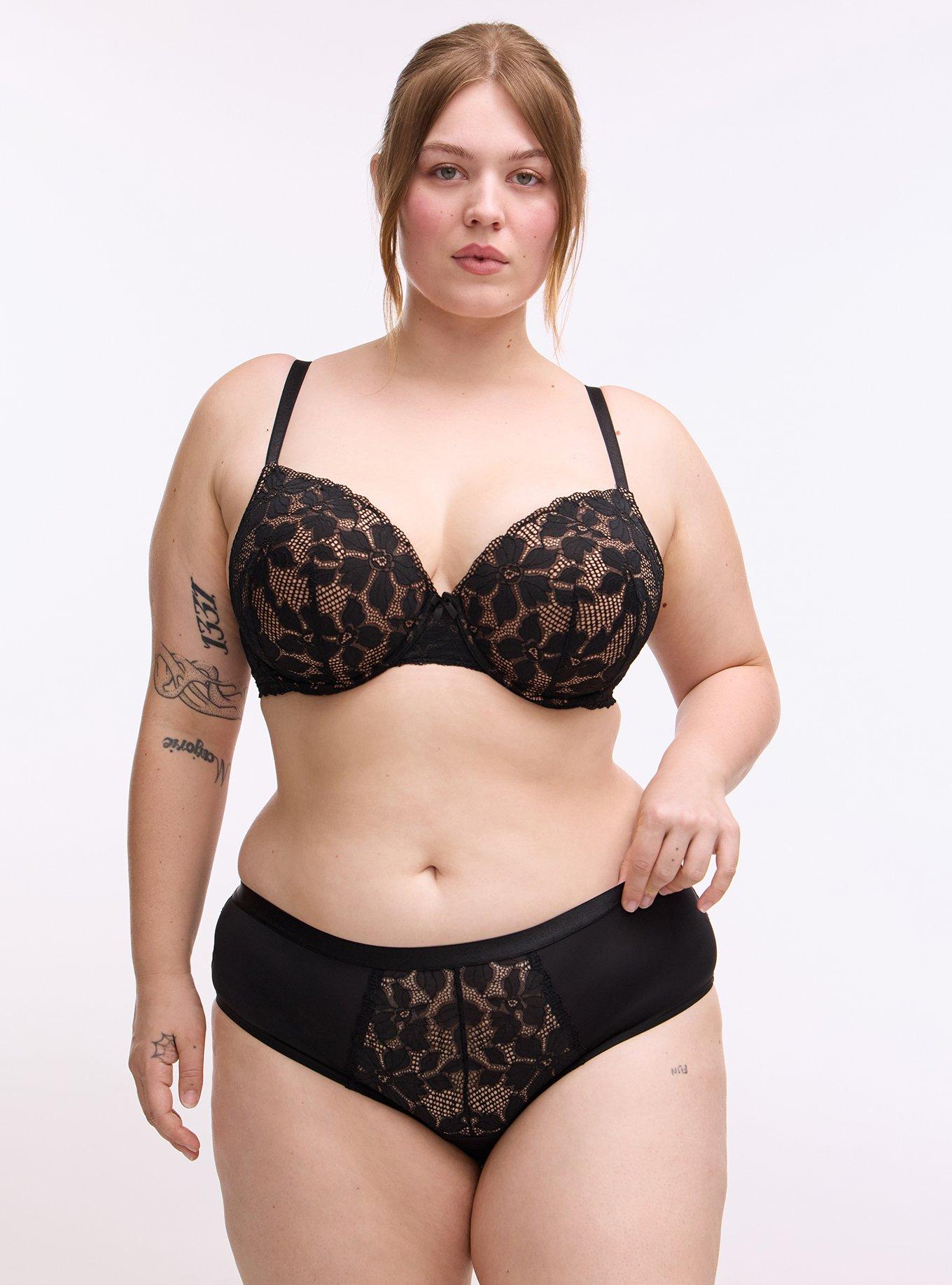 Ava Lace Mid-Rise Hipster Panty, RICH BLACK, hi-res