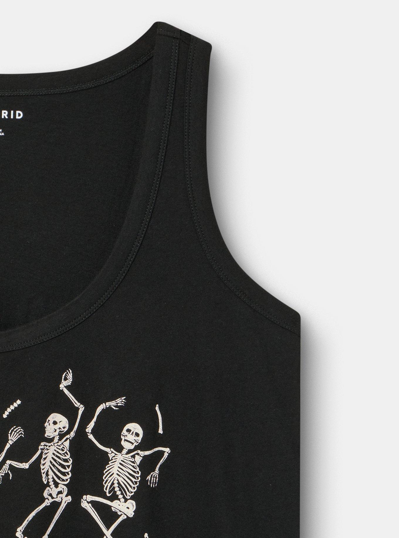 Plus Size Heritage Jersey Scoop Tank, SKELETON THRIVING DEEP BLACK, alternate
