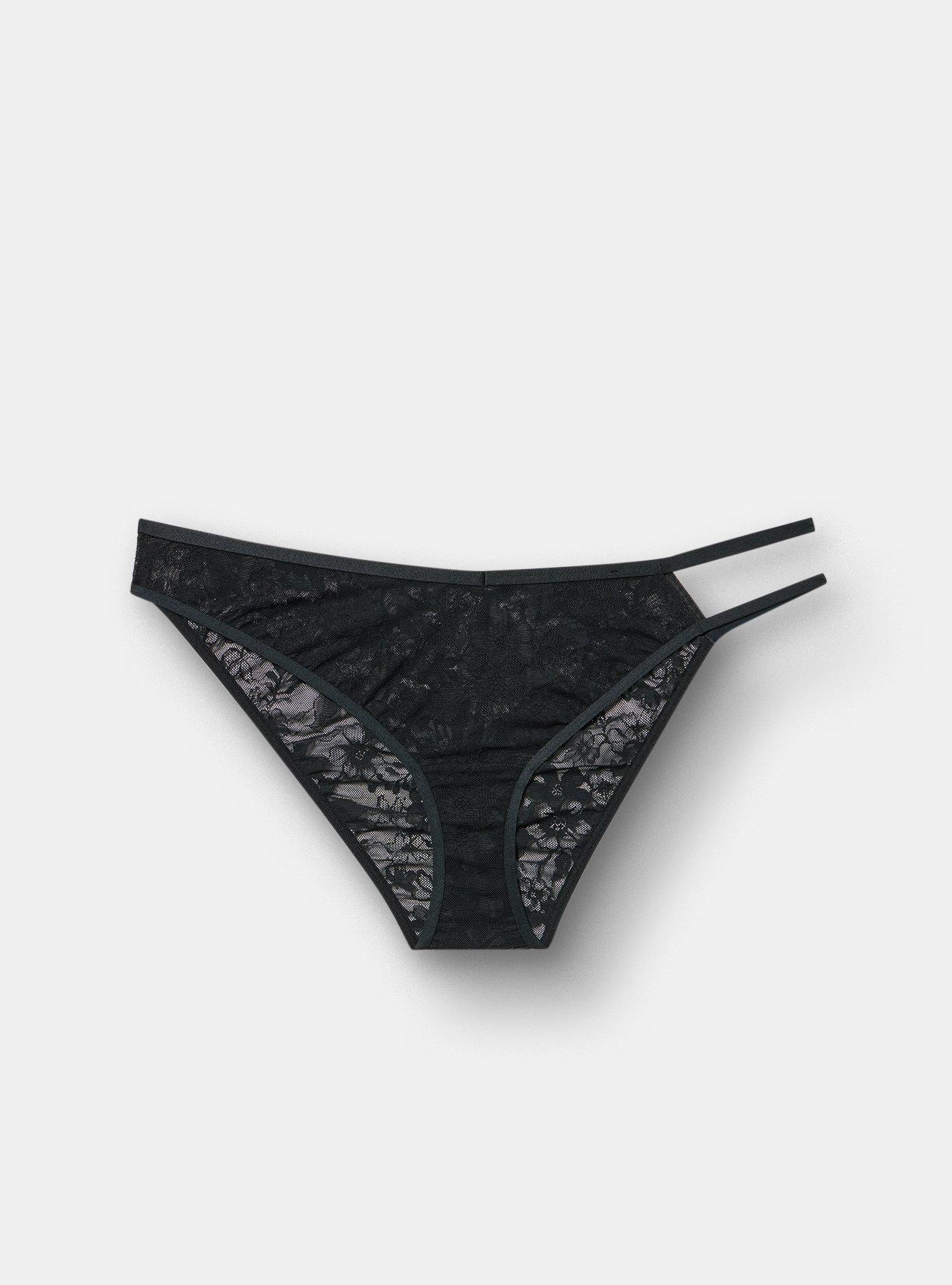 Aria Lace High-Leg Keyhole Cheeky Panty, RICH BLACK, flat