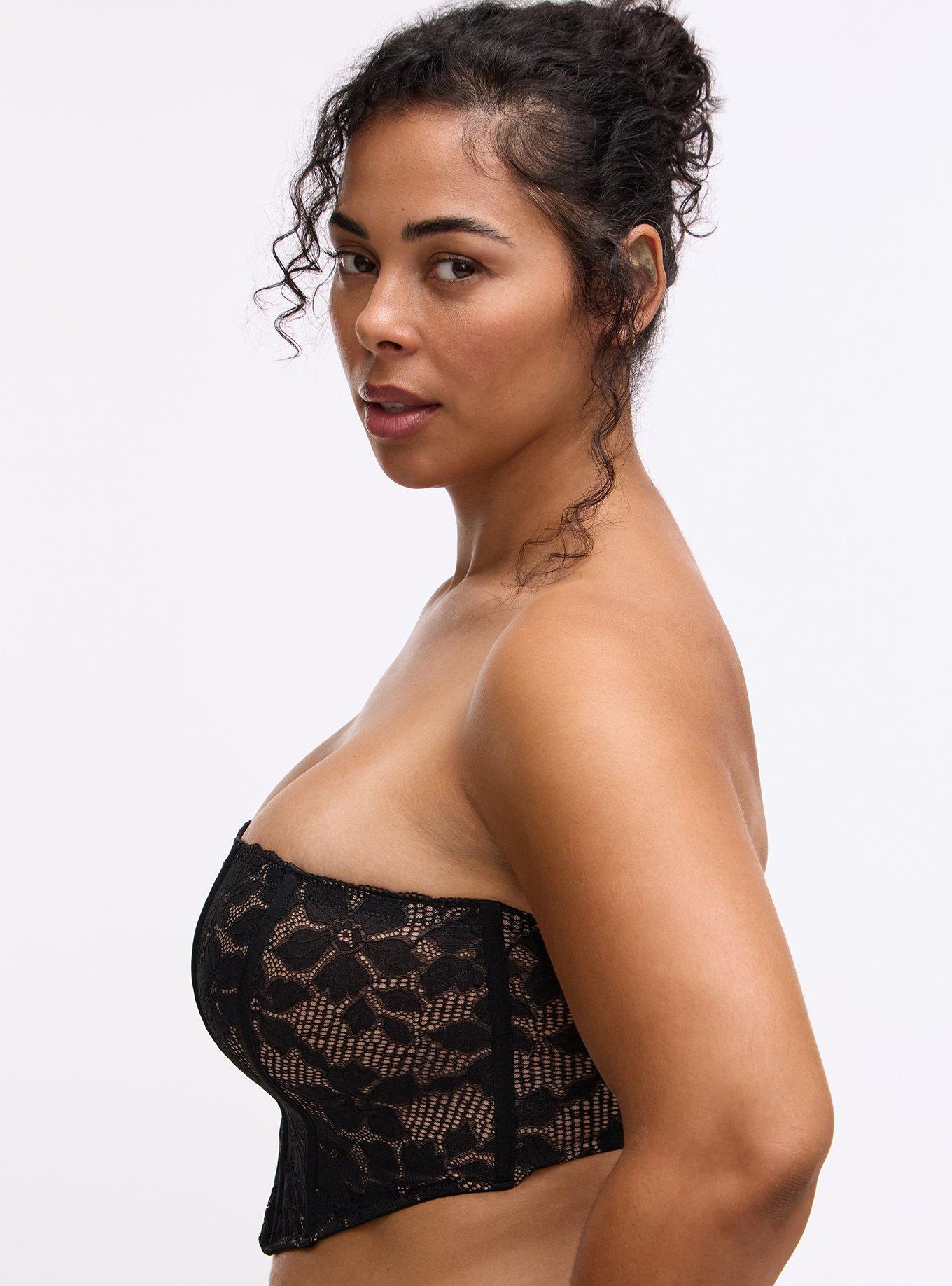 Ava Lace Wire-Free Bustier, RICH BLACK, alternate