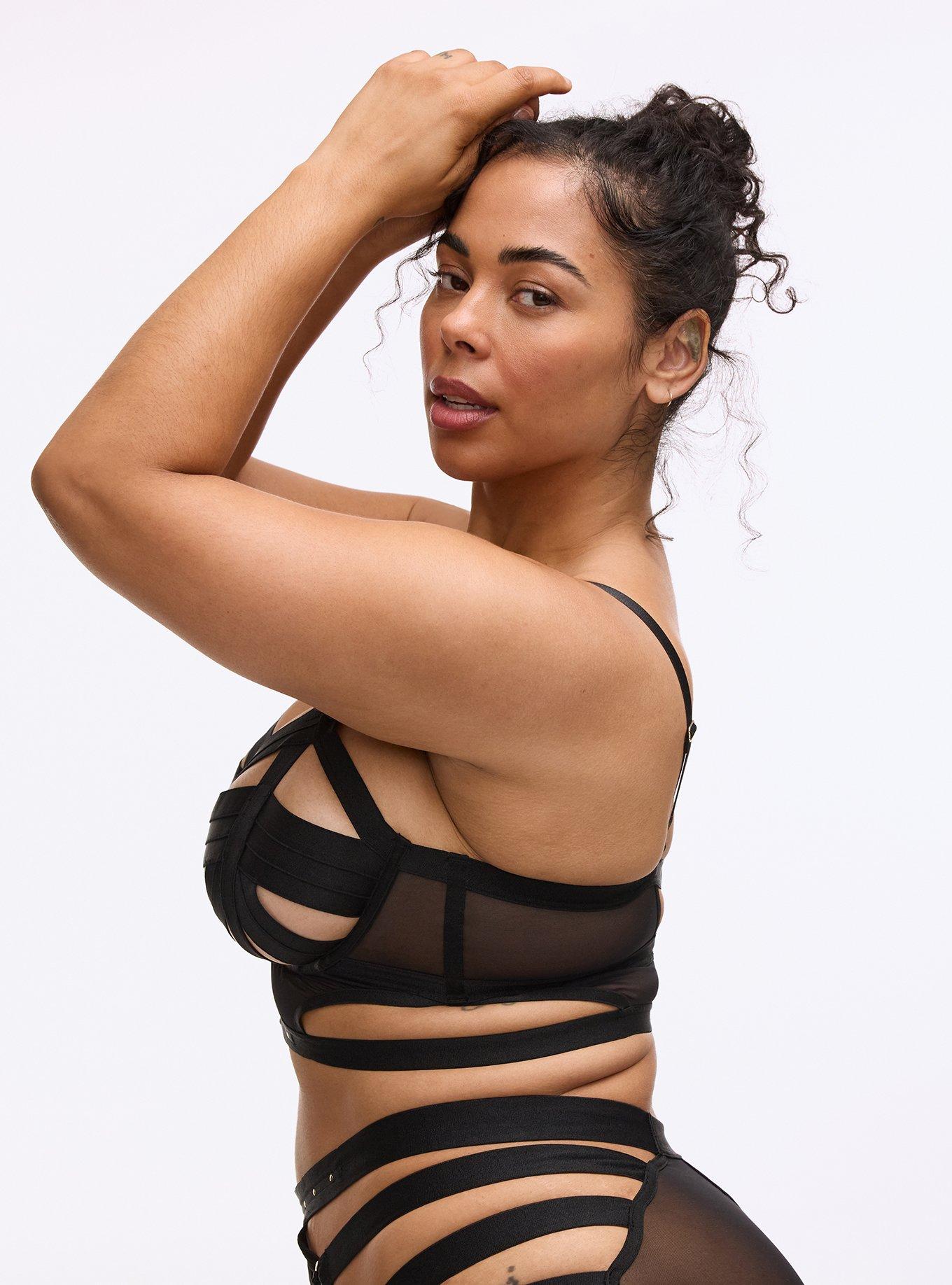 Vixen Underwire Mesh Studded Bra, RICH BLACK, alternate